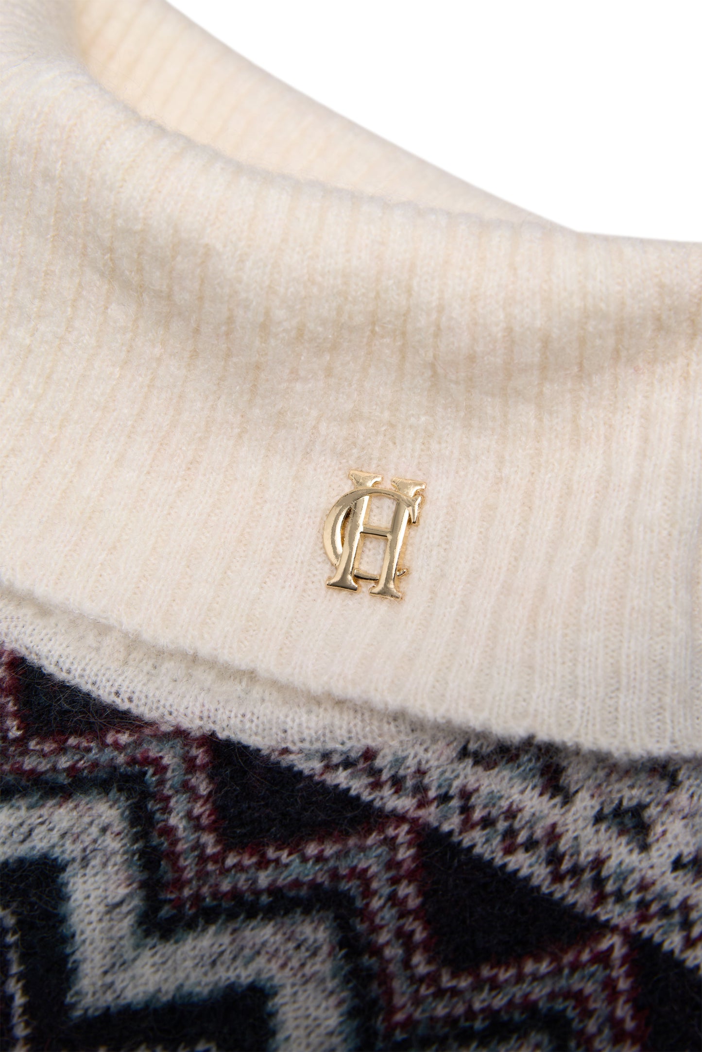 Antonia Fairisle Roll Neck Knit (Natural Blue)