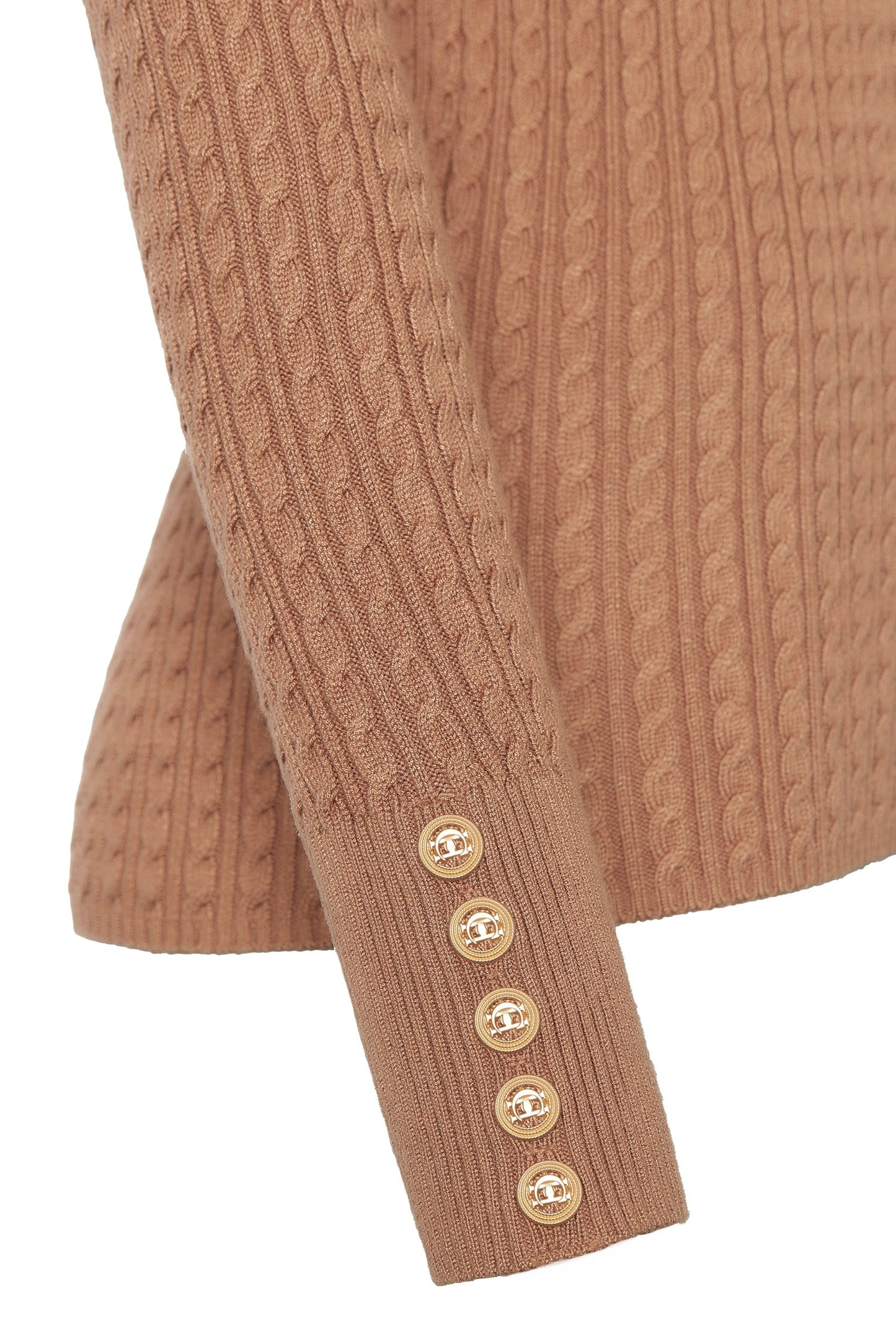 Ava Quarter Zip Knit (Dark Camel Marl)