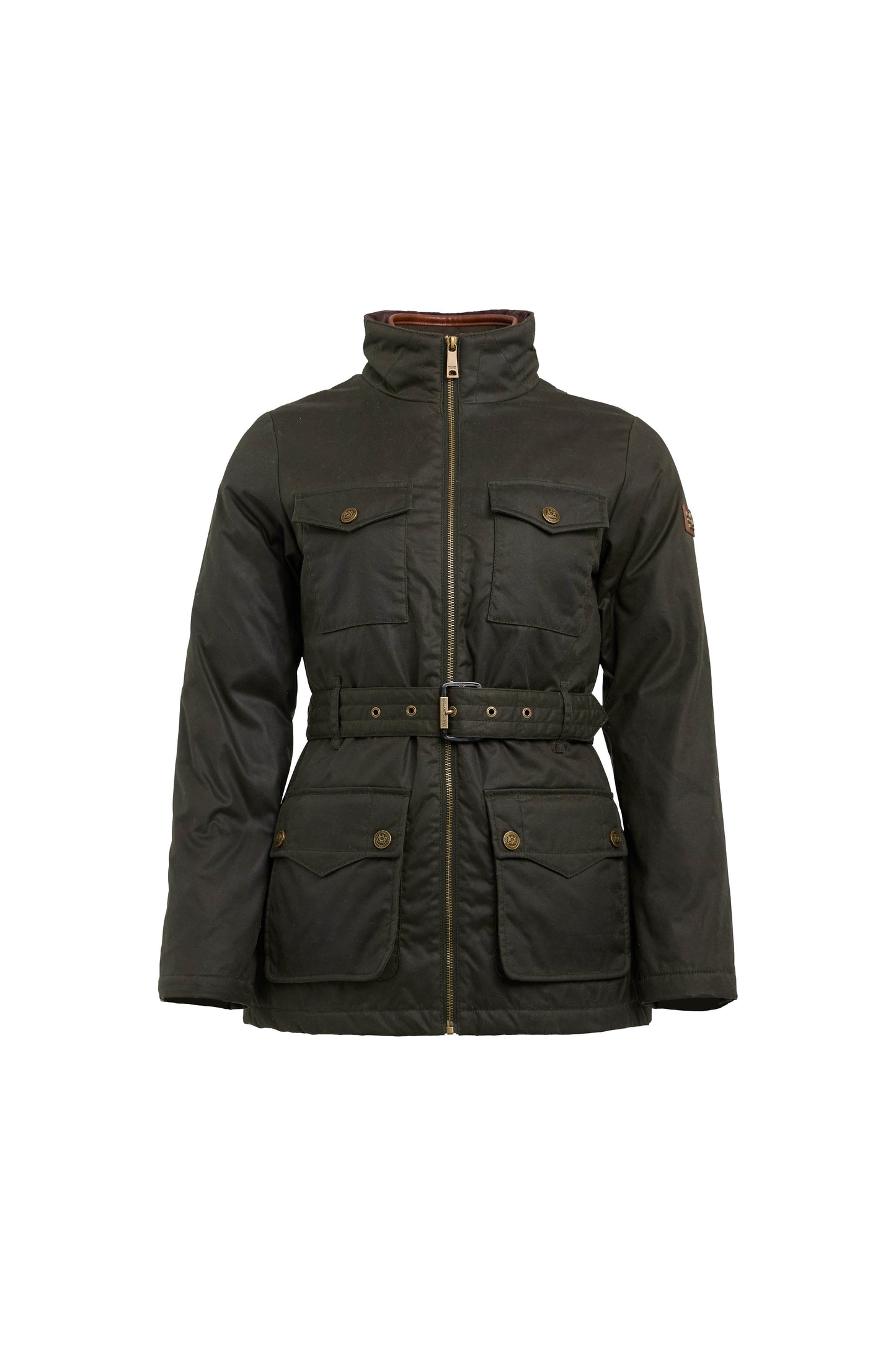Belted Waxed Jacket (Dark Olive)