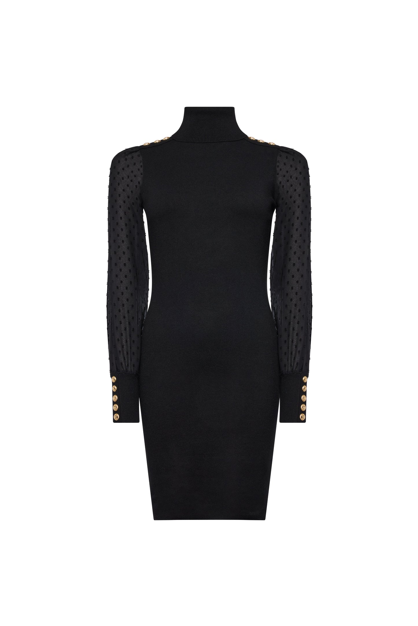 Bethany Roll Neck Mini Dress (Black)