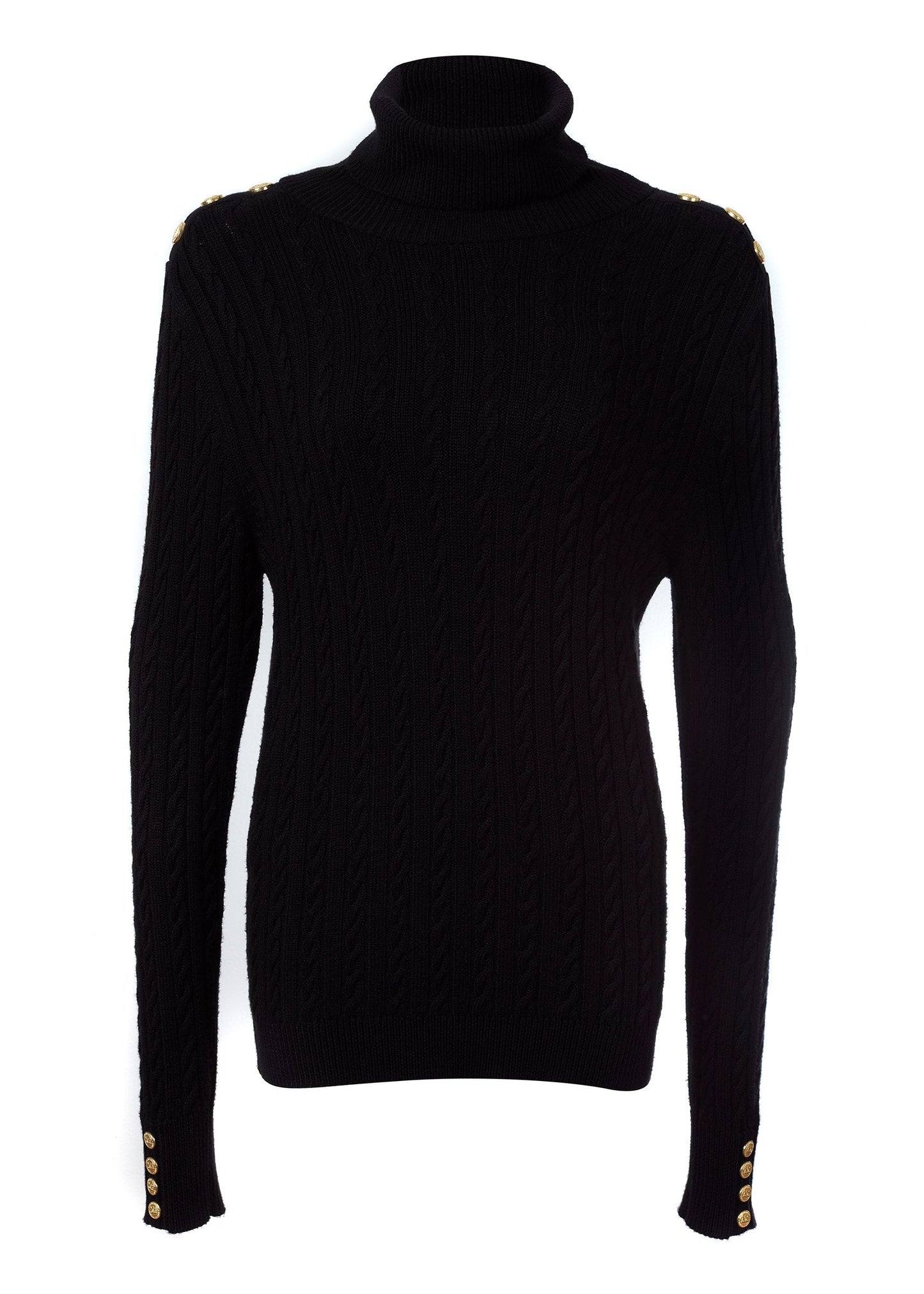 Seattle Roll Neck Cable Knit (Black)