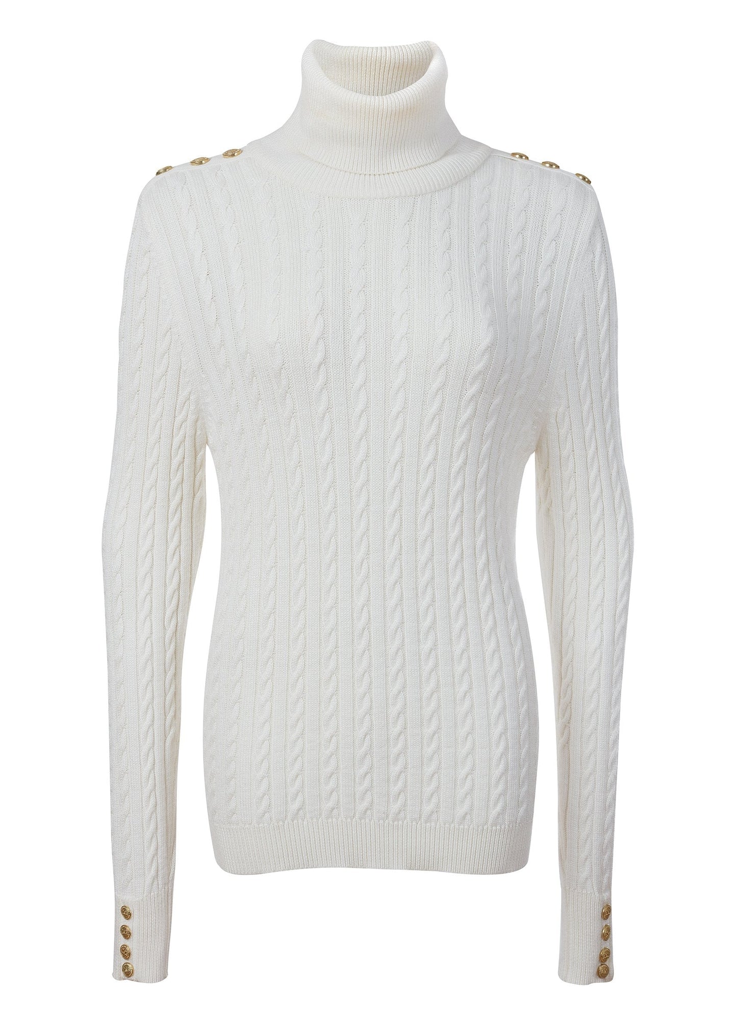 Seattle Roll Neck Cable Knit (Winter White)