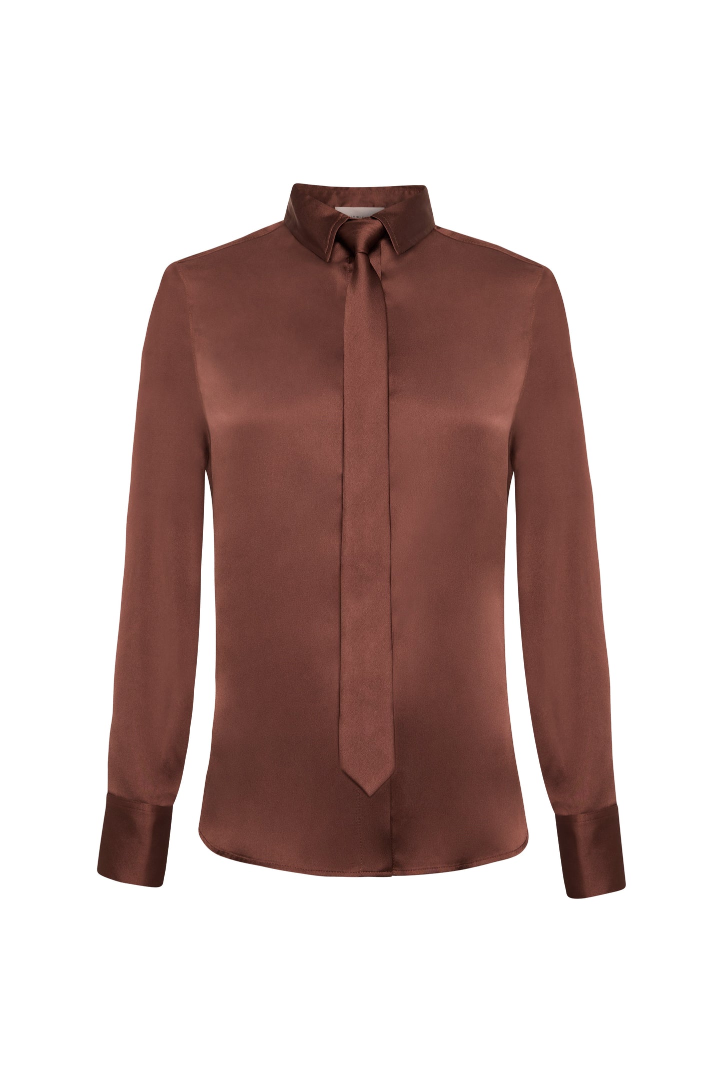 Georgina Satin Shirt (Chocolate)