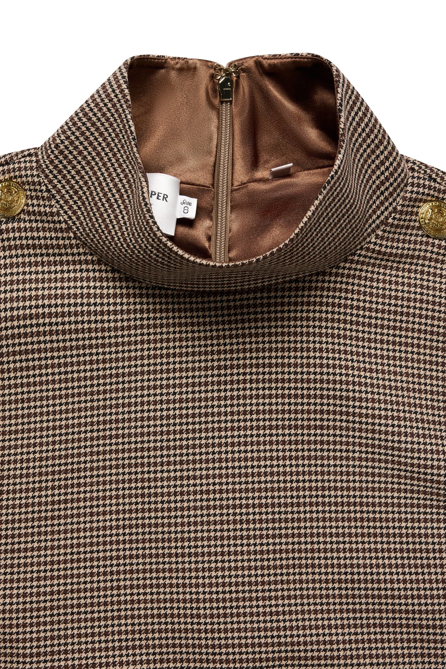 Cara Country Mini Dress (Mocha Houndstooth)