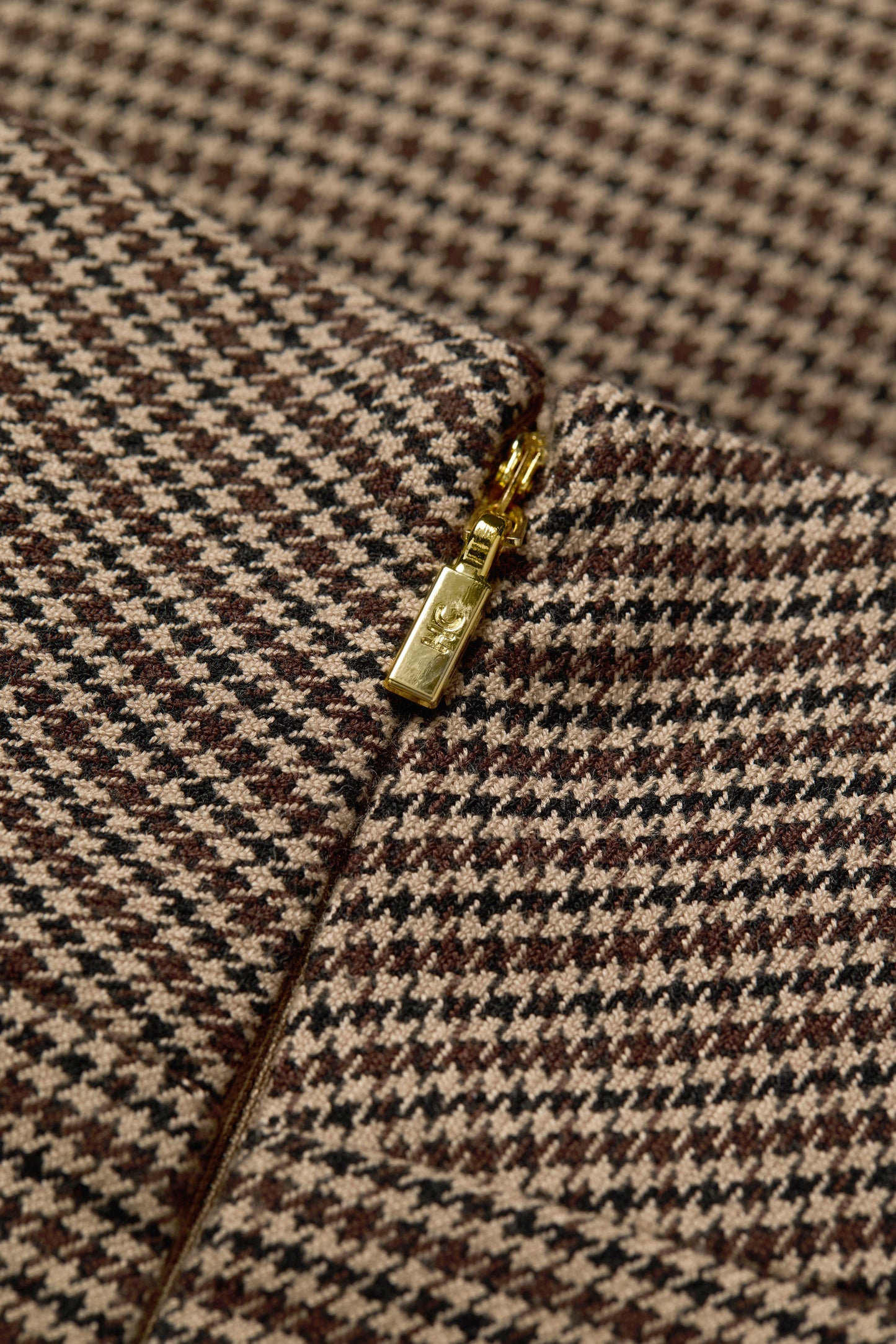 Cara Country Mini Dress (Mocha Houndstooth)