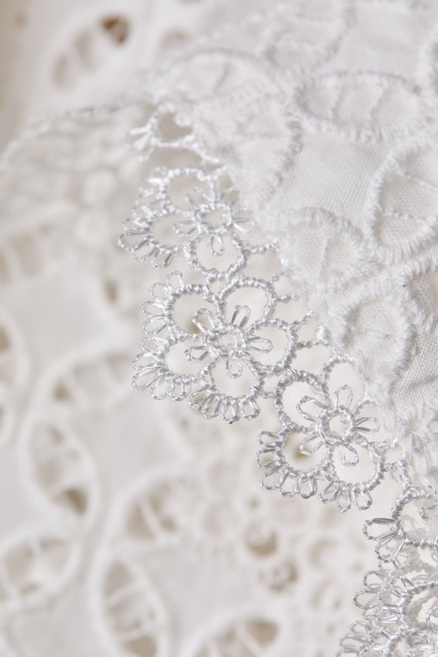 Collarless Broderie Shirt (White)