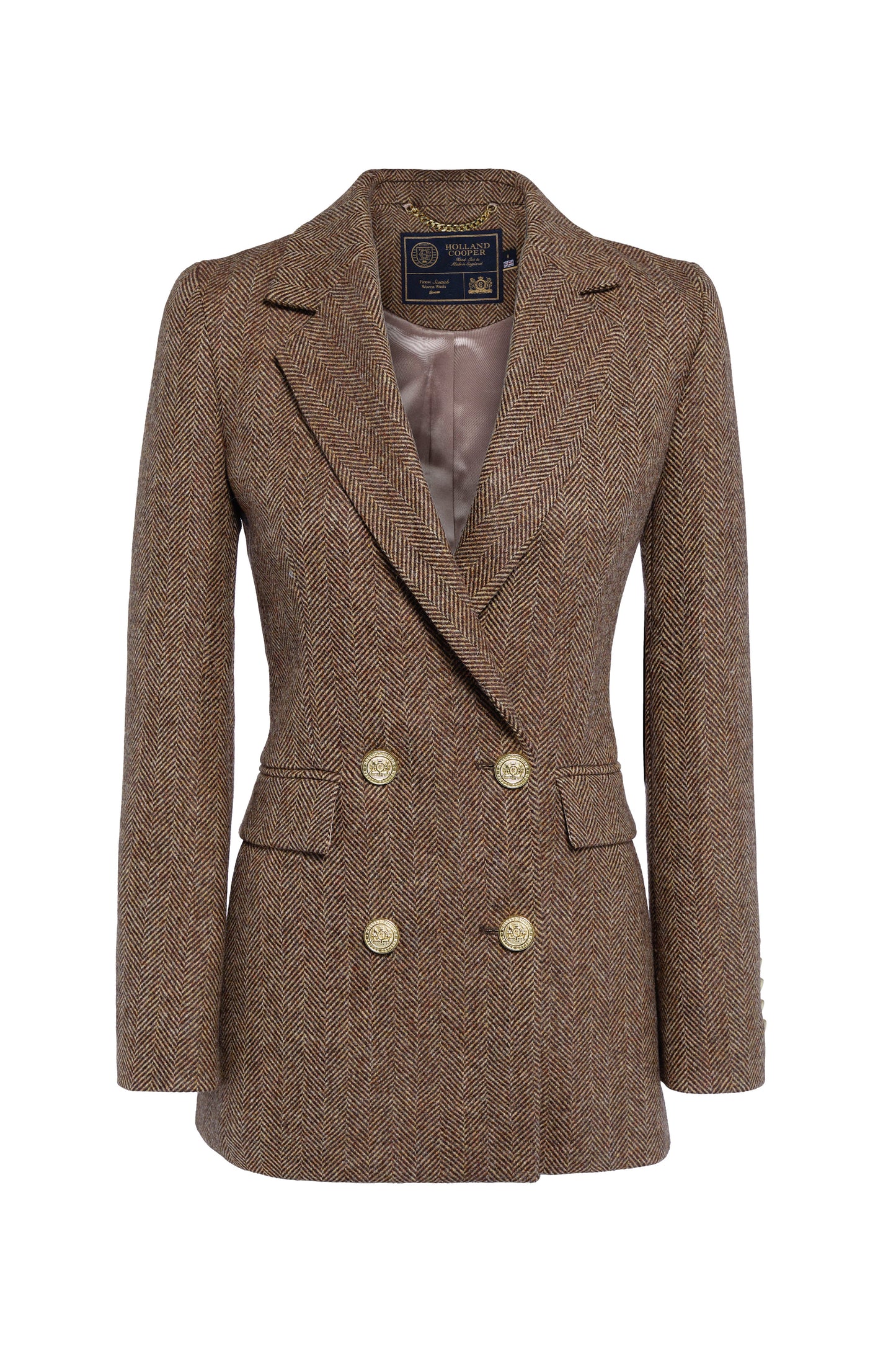 Double Breasted Blazer (Large Scale Brown Herringbone)