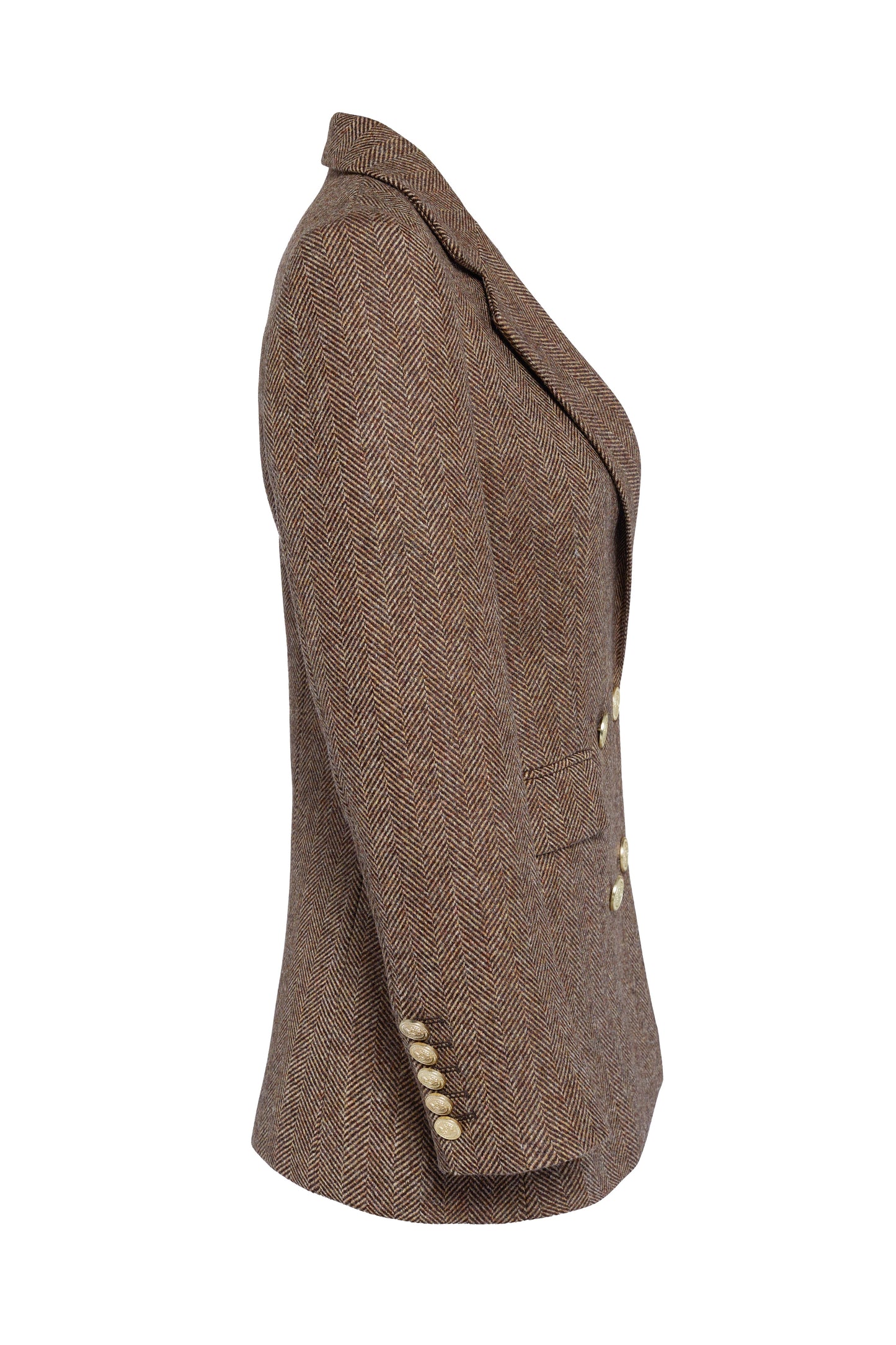 Double Breasted Blazer (Large Scale Brown Herringbone)