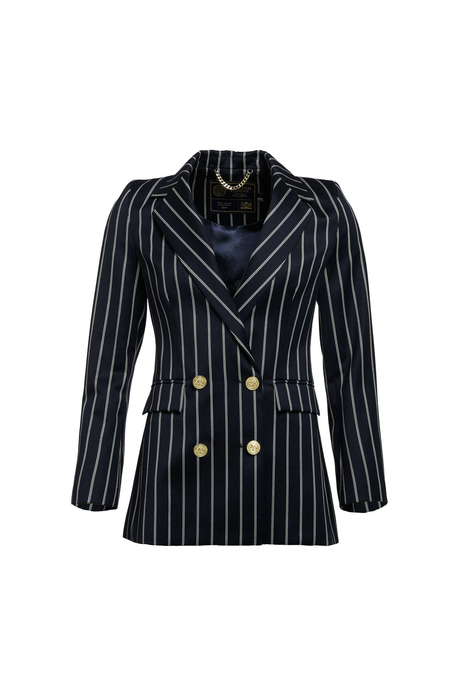 Double Breasted Blazer (Ink Navy Wide Stripe)