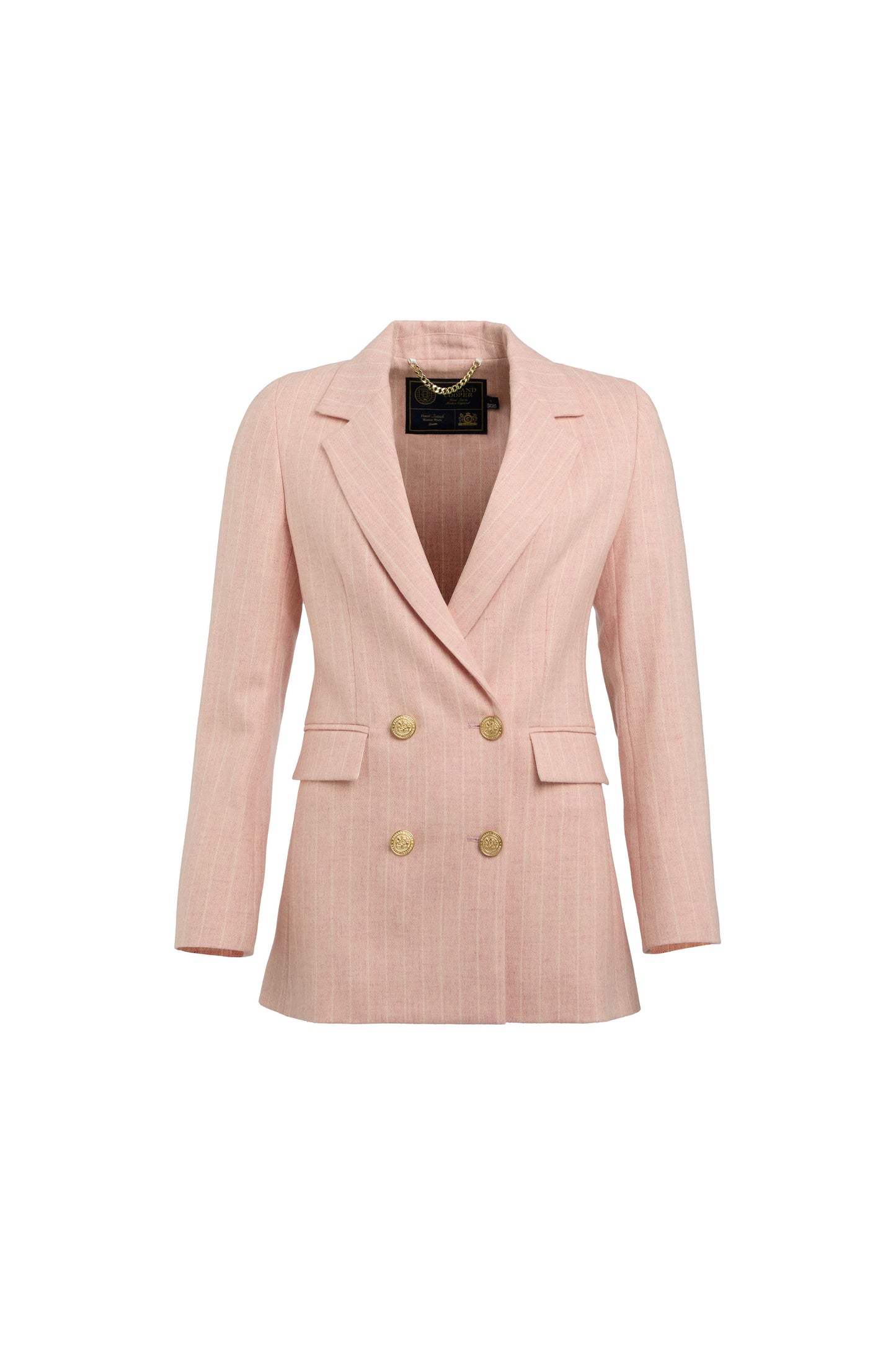 Double Breasted Blazer (Pink Chalk Pinstripe)