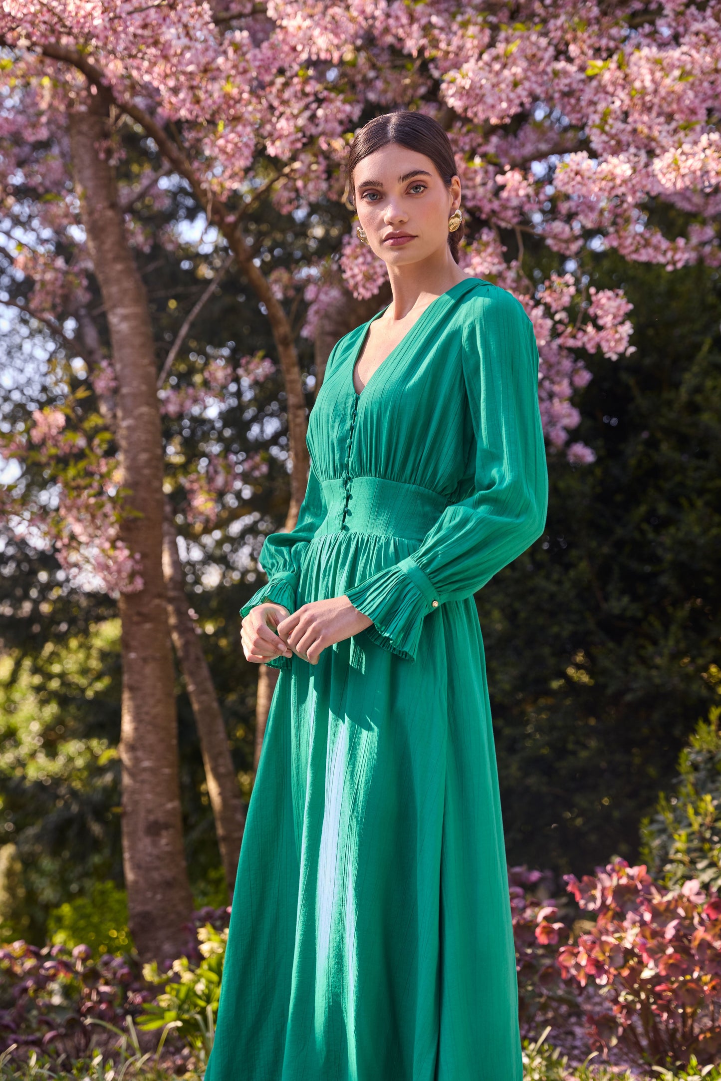 Phoebe V-Neck Maxi Dress (Jewel Green)