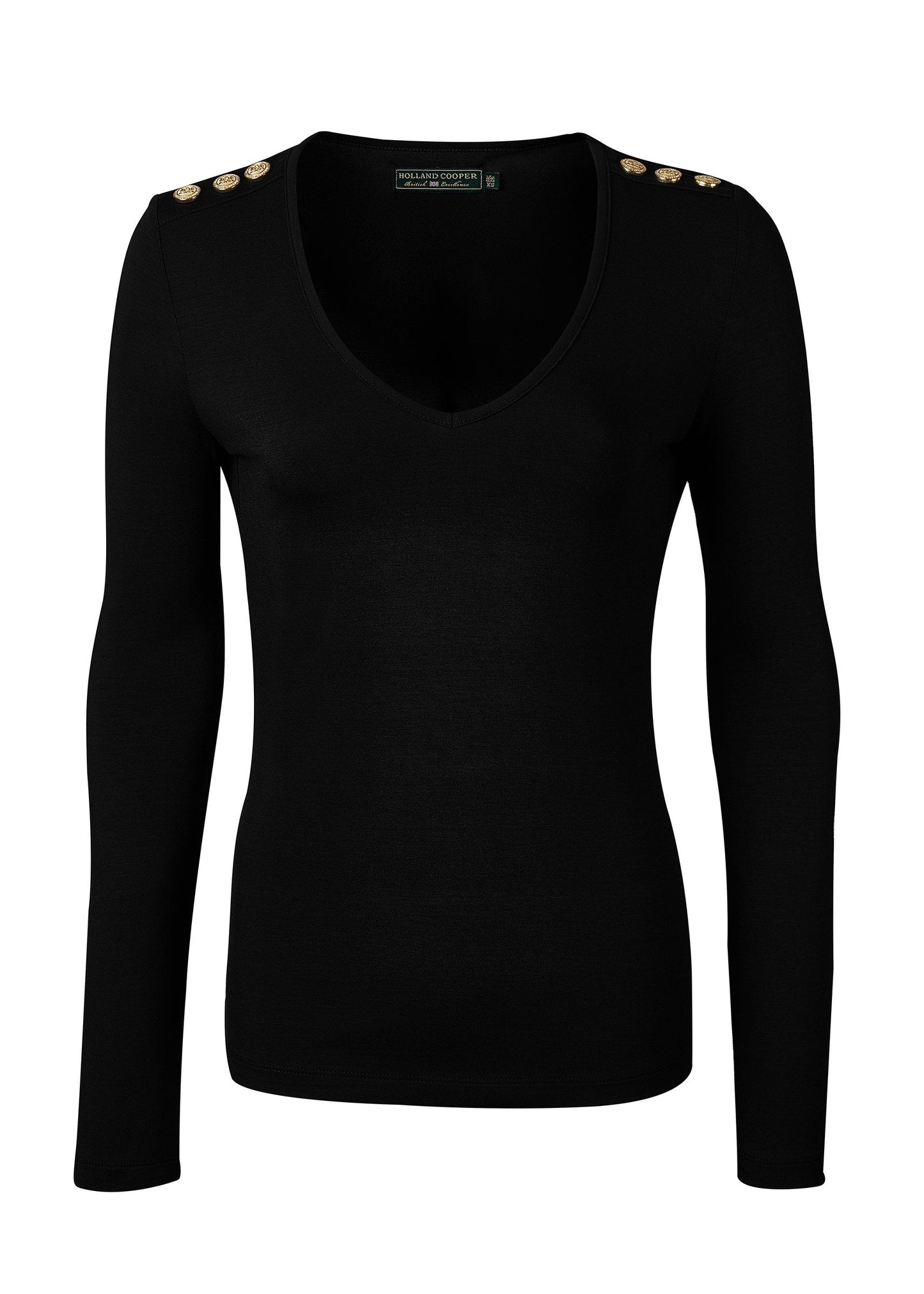 Long Sleeve V-Neck Tee (Black)