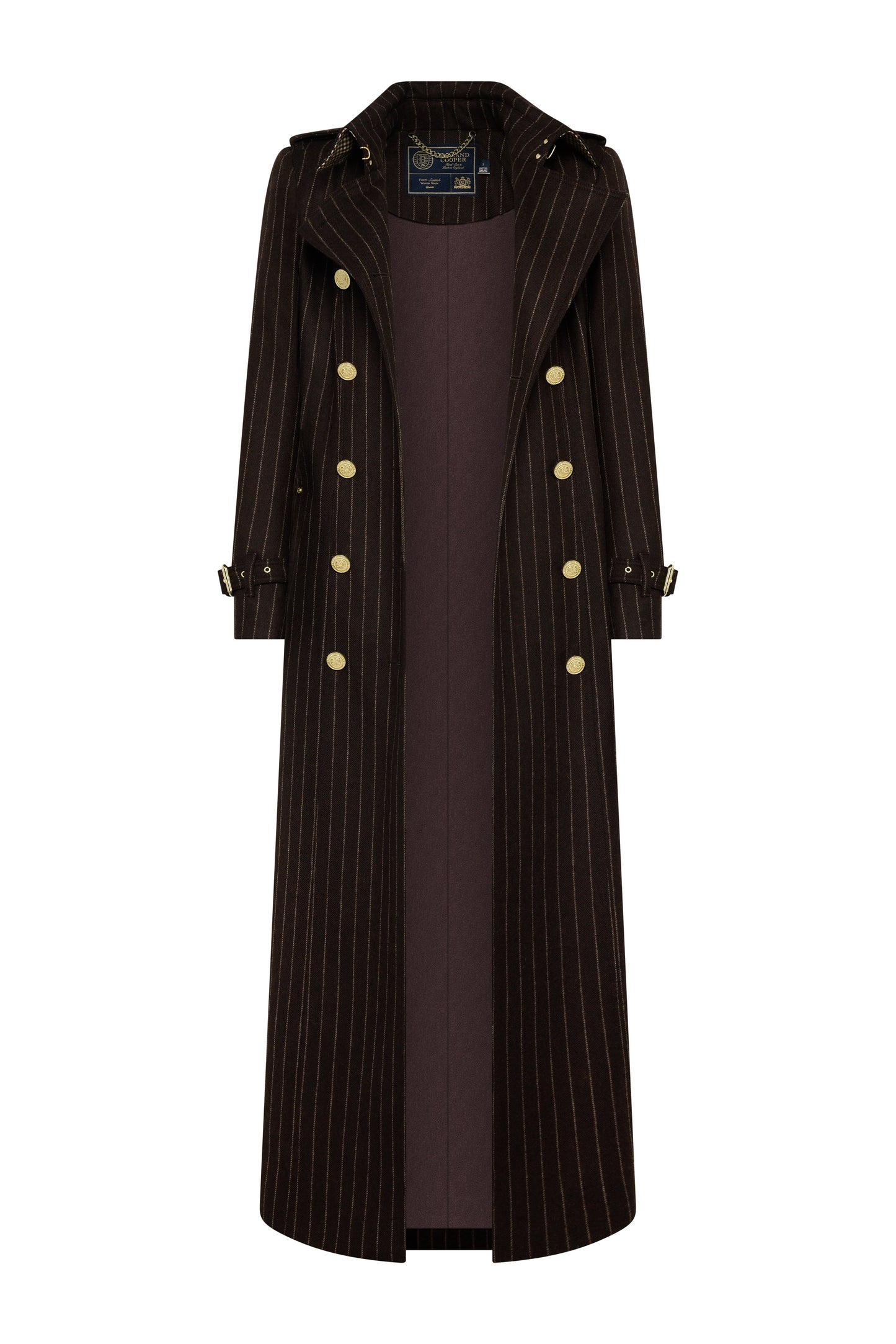 Full Length Marlborough Trench Coat (Chocolate Pinstripe)
