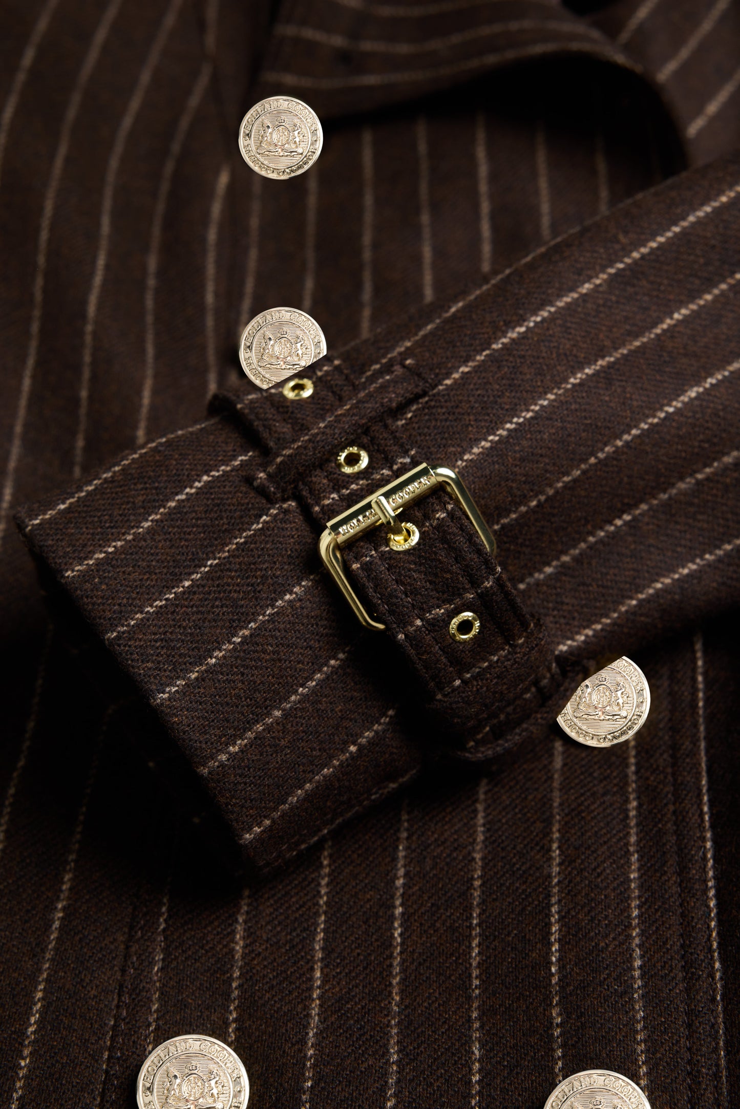 Full Length Marlborough Trench Coat (Chocolate Pinstripe)