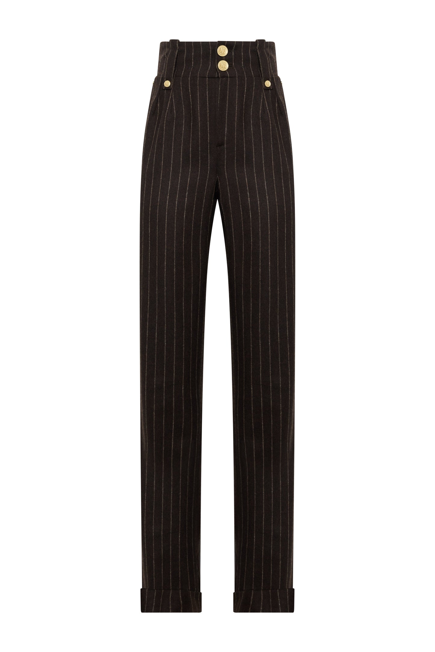 High Waisted Wide Leg Trouser (Chocolate Pinstripe)