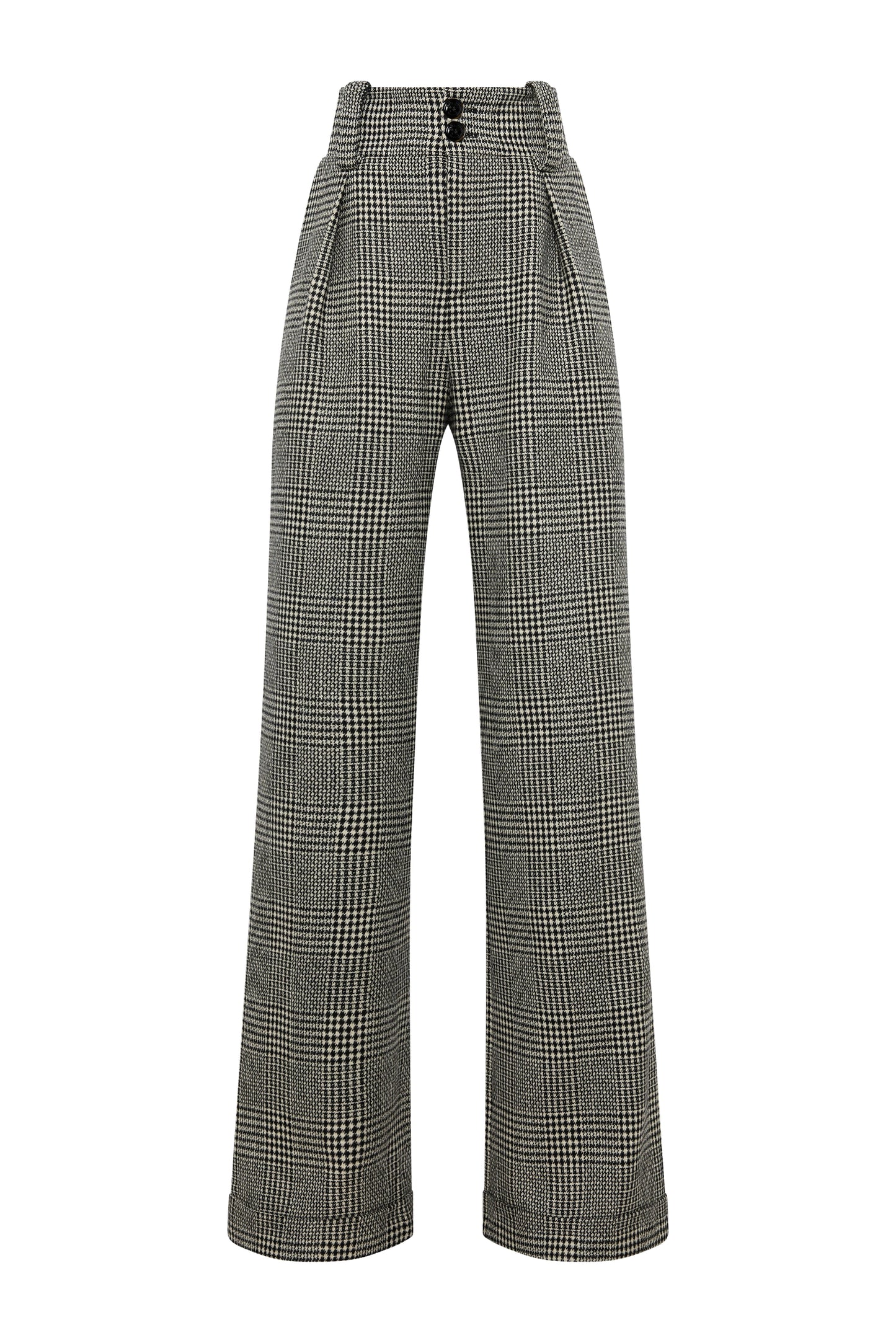 High Waisted Wide Leg Trouser (Prince Of Wales Mono)