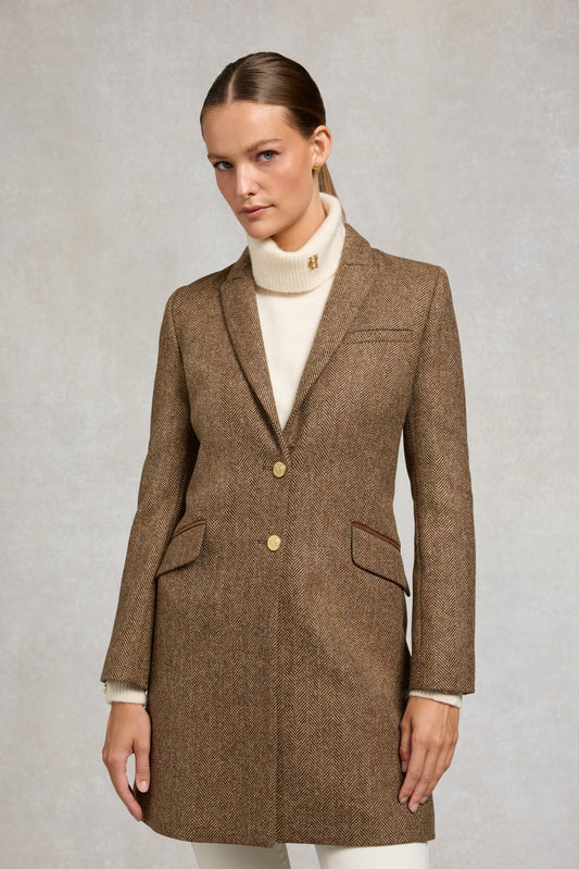 Highgrove Coat (Large Scale Brown Herringbone)