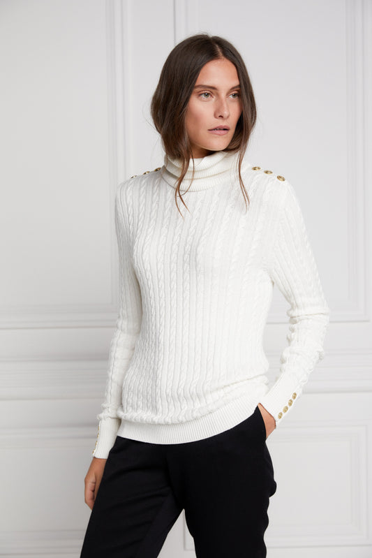 Seattle Roll Neck Cable Knit (Winter White)