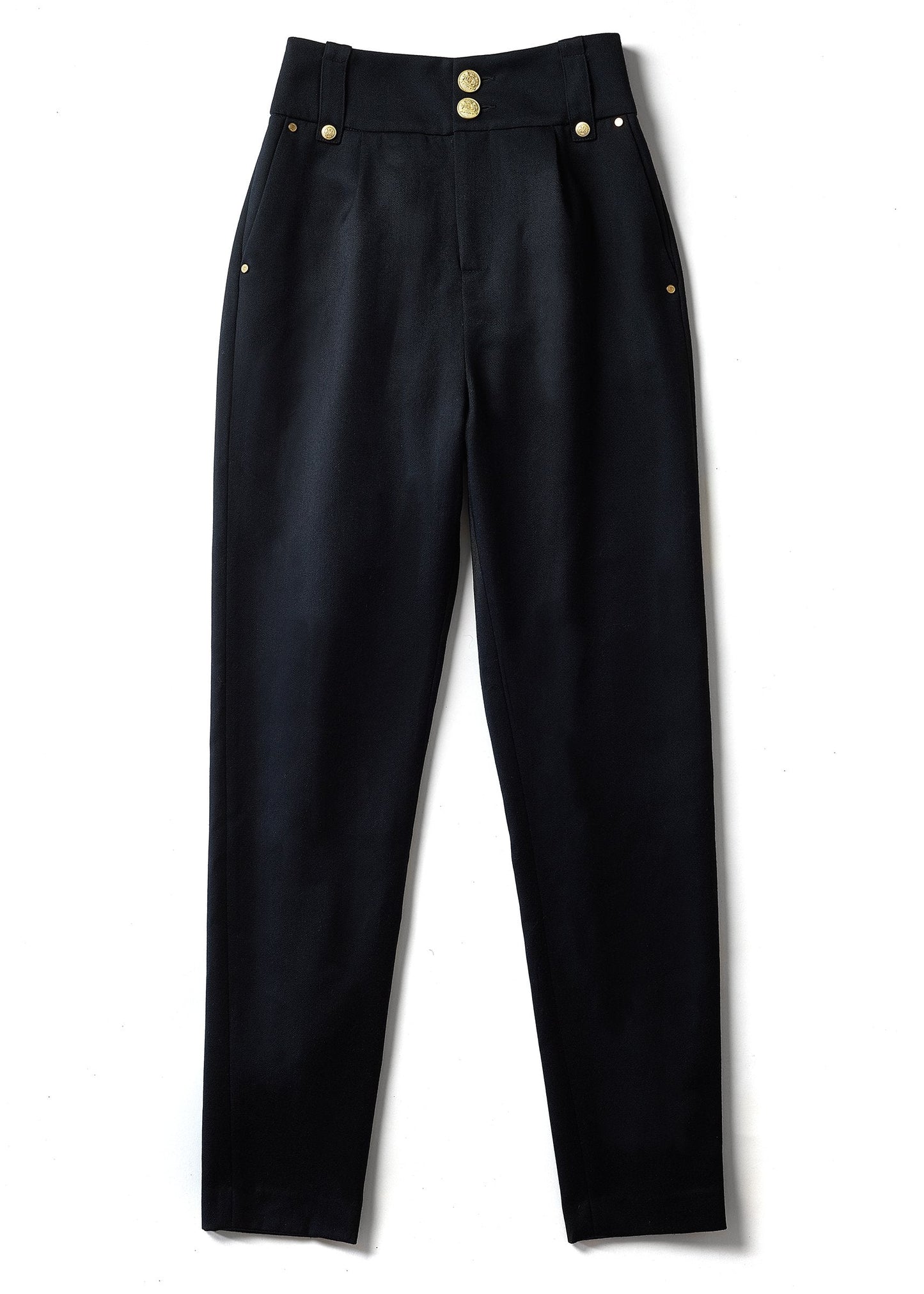 High Waisted Peg Trouser (Navy Barathea)