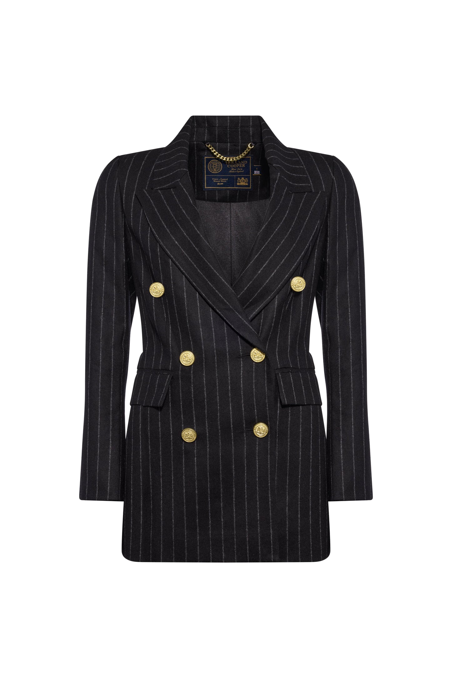Kensington Double Breasted Blazer (Black Chalk Pinstripe)