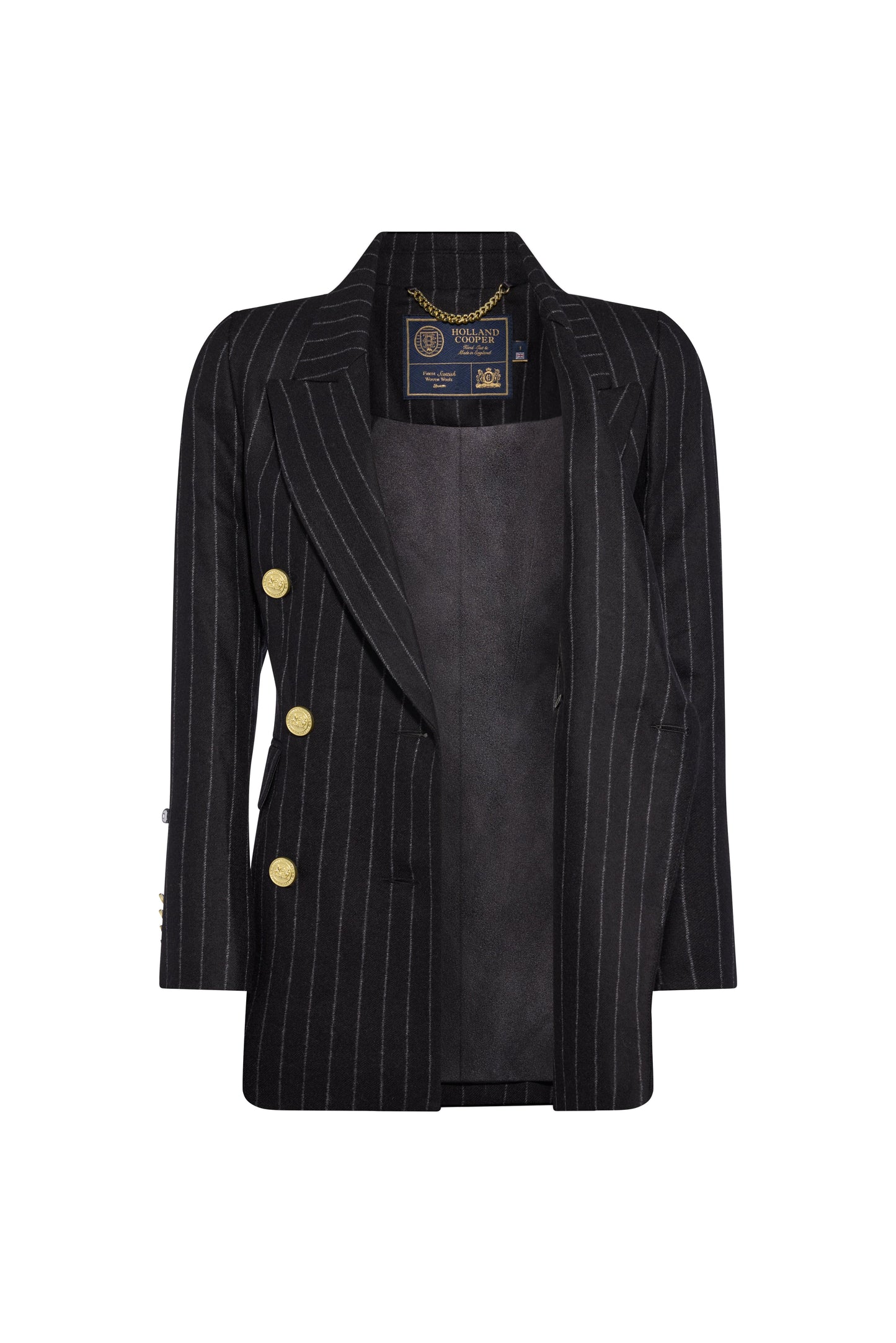 Kensington Double Breasted Blazer (Black Chalk Pinstripe)