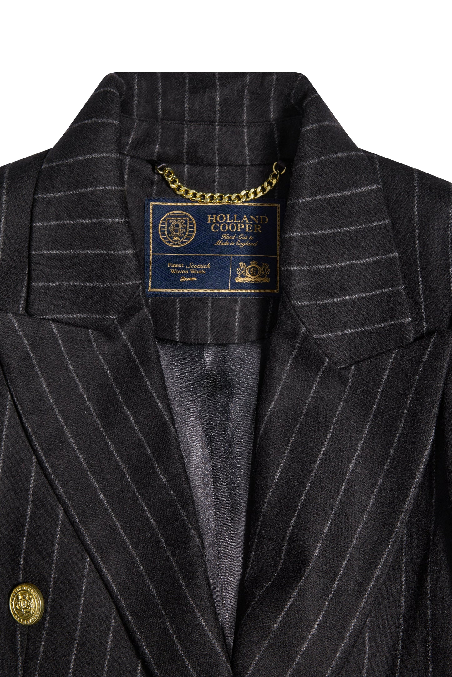 Kensington Double Breasted Blazer (Black Chalk Pinstripe)