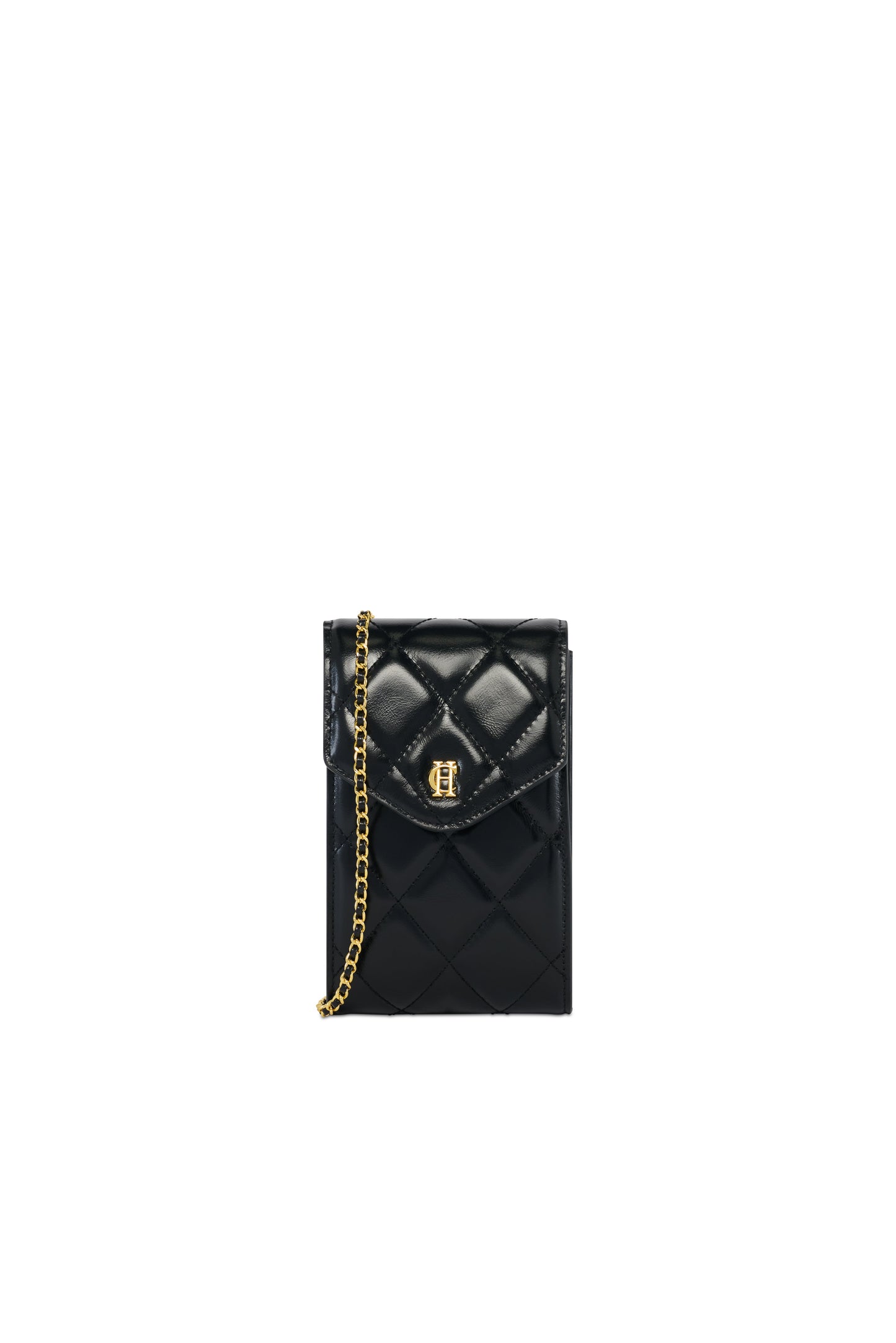 Knightsbridge Quilted Phone Pouch (Black Leather)
