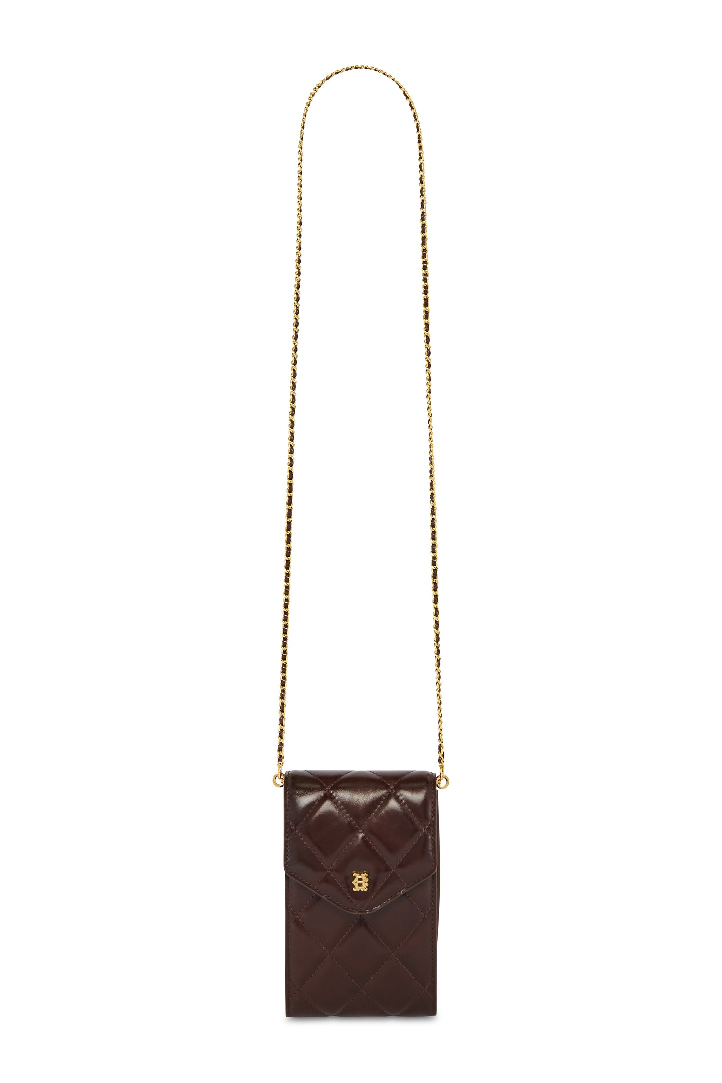 Knightsbridge Quilted Phone Pouch (Chestnut Leather)