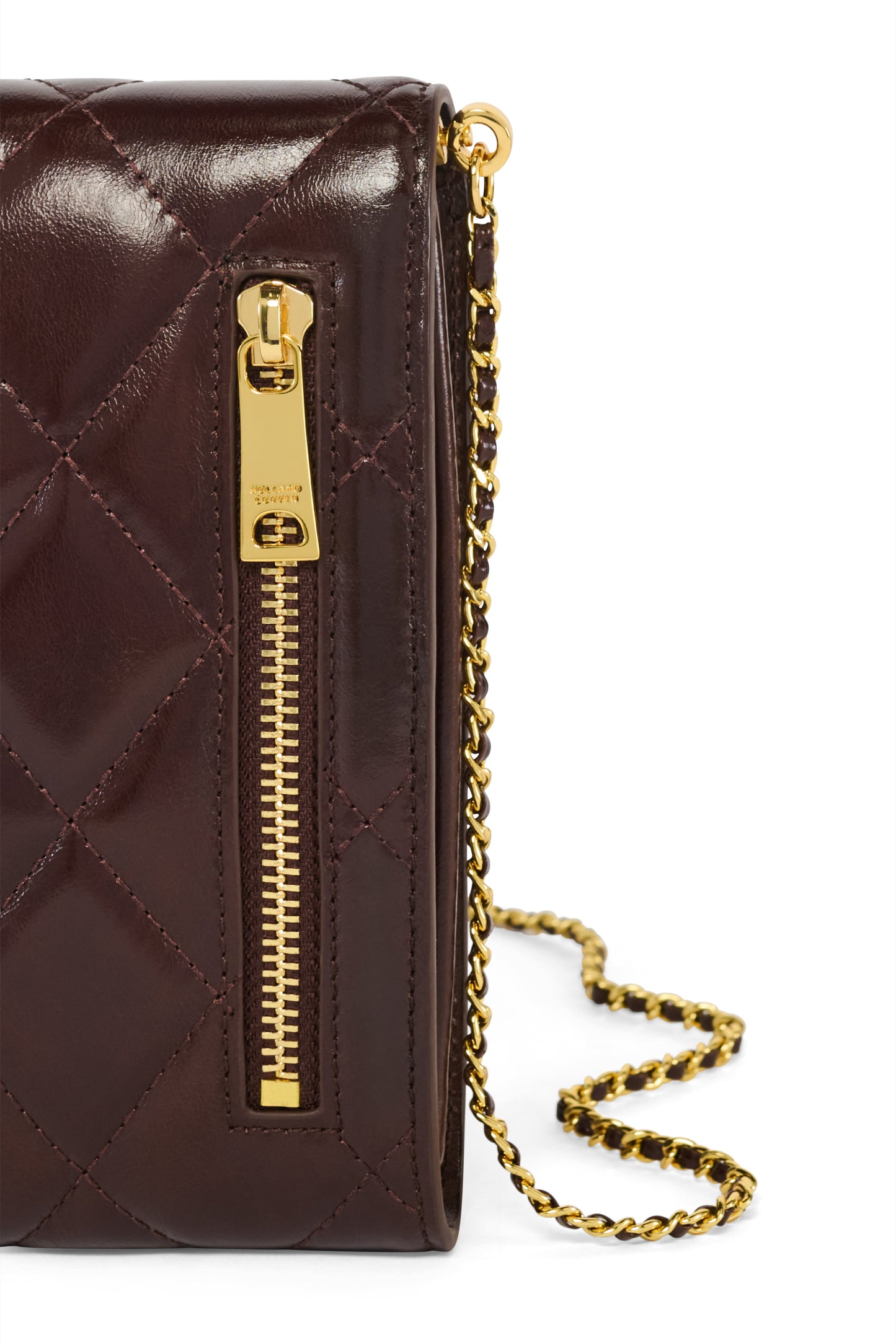 Knightsbridge Quilted Phone Pouch (Chestnut Leather)