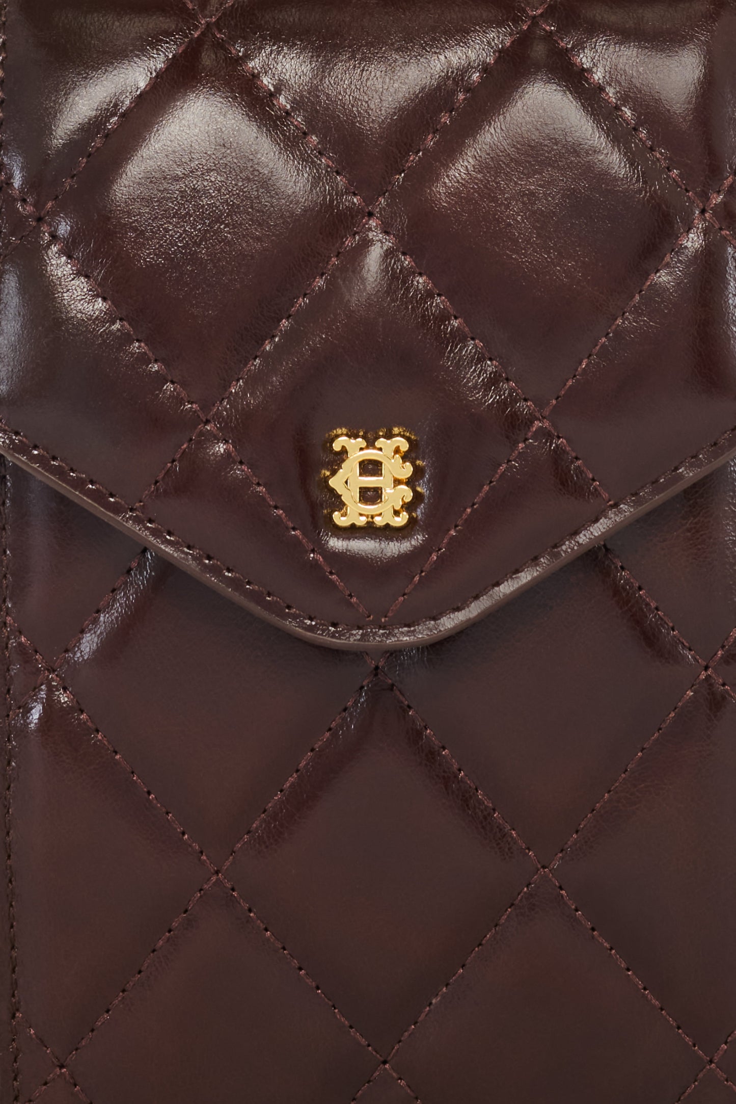 Knightsbridge Quilted Phone Pouch (Chestnut Leather)