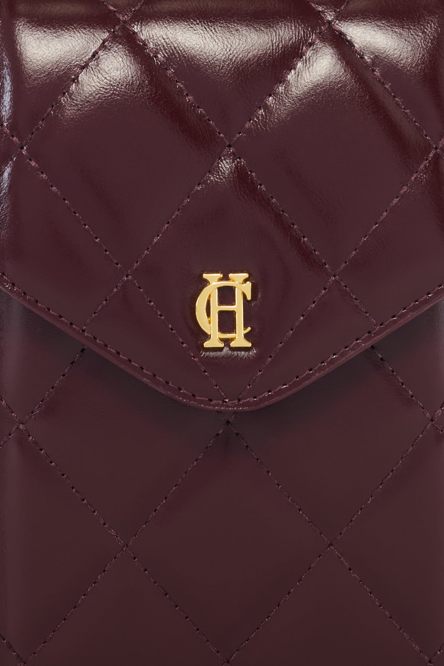 Knightsbridge Quilted Phone Pouch (Oxblood Leather)