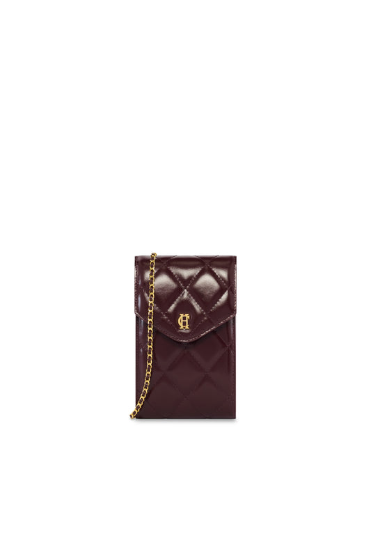 Knightsbridge Quilted Phone Pouch (Oxblood Leather)