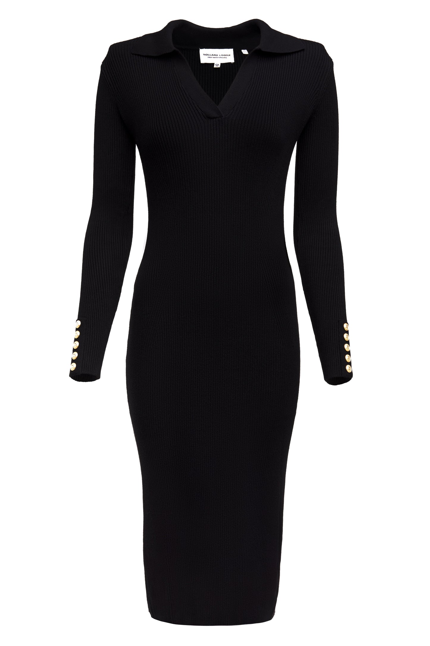Knitted Shirt Dress (Black)