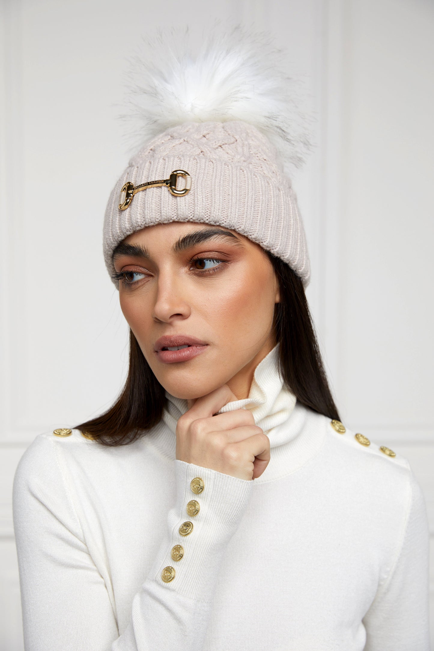 Horsebit Bobble Hat (Taupe)