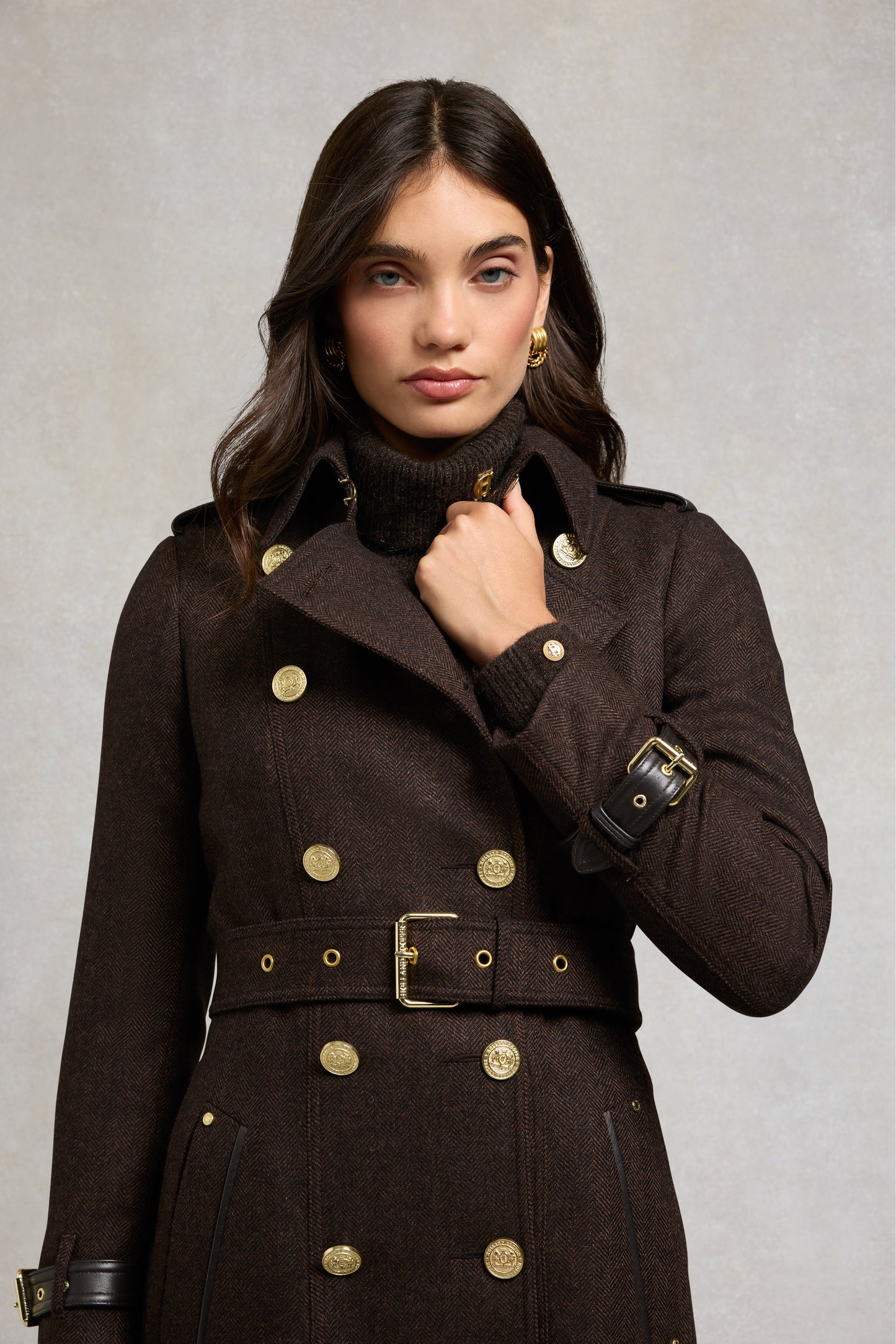 Marlborough Trench Coat (Chocolate Herringbone)