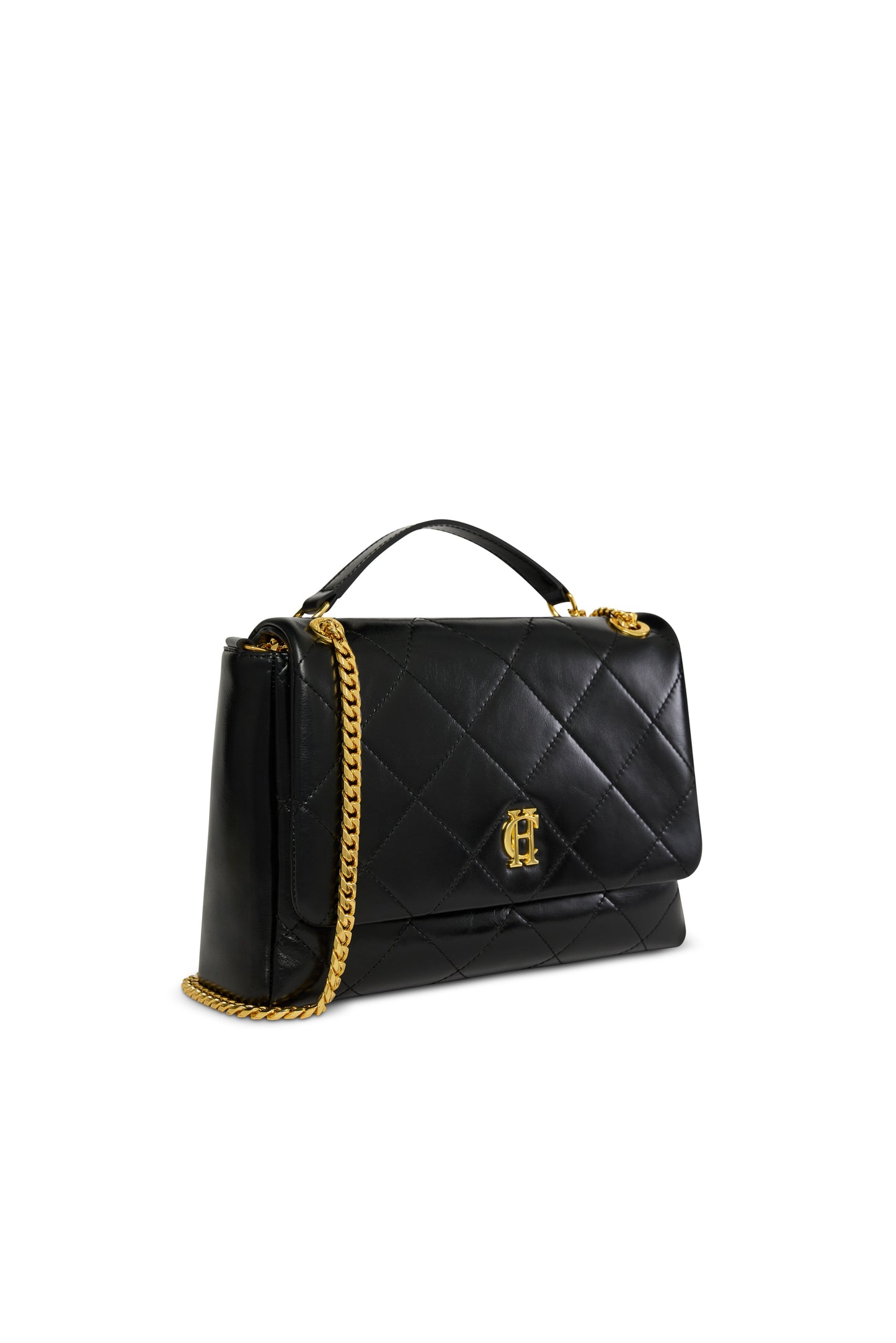 Milan Midi Shoulder Bag (Black Leather)