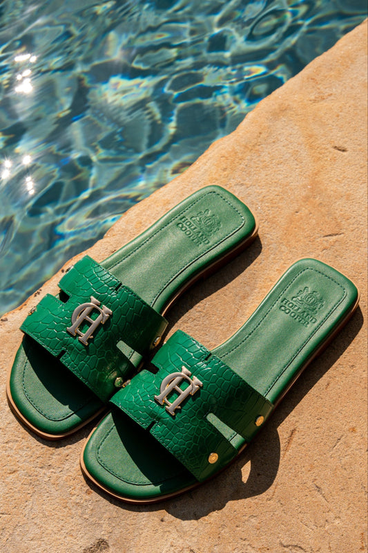 Monogram Slides (Jade Croc)