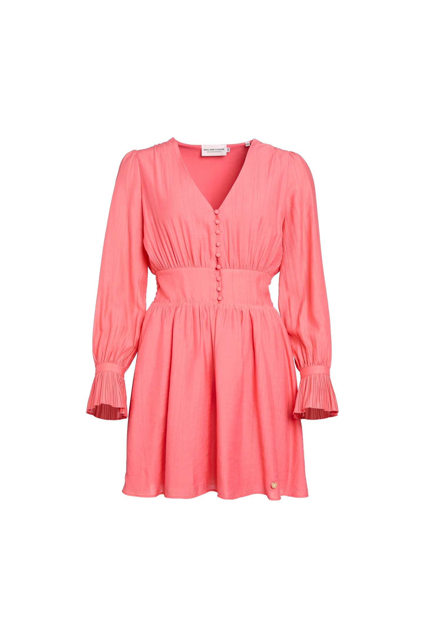 Phoebe V-Neck Mini Dress (Coral)