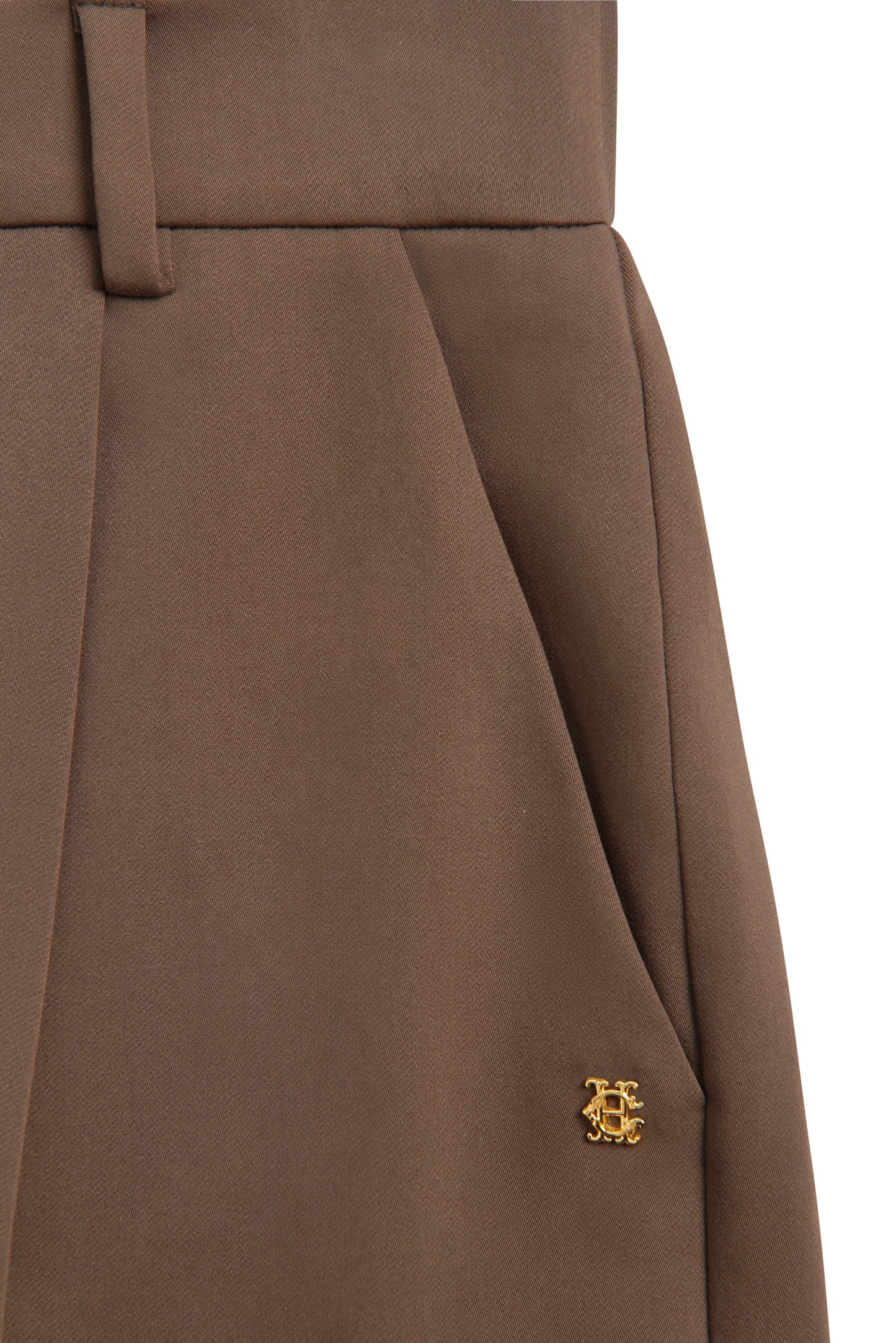 Pleated Wide Leg Trouser (Mocha)