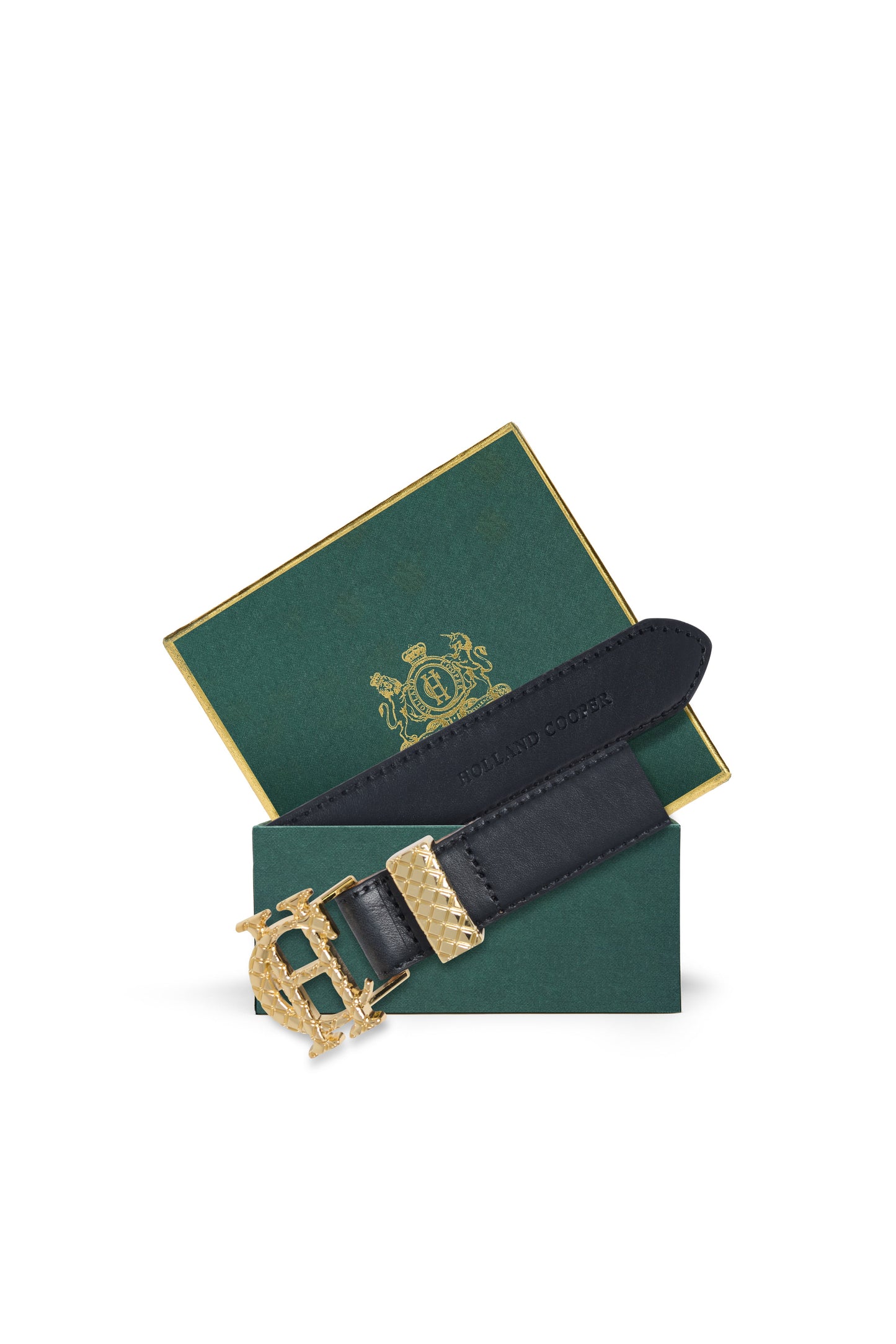 Quilted Slim Belt (Black Leather)