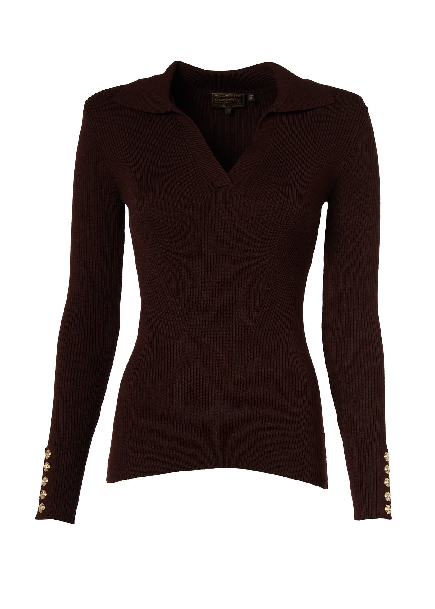 V-Neck Rib Top (Chocolate)