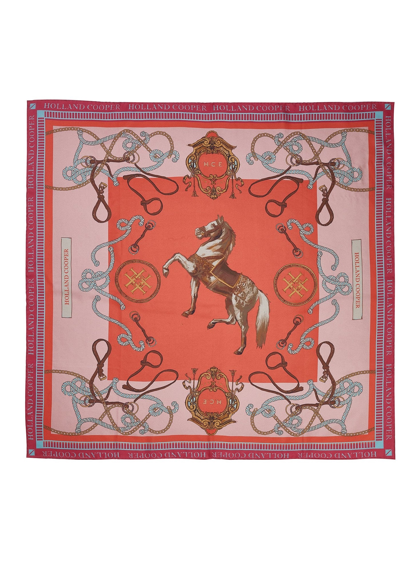 Regal Horse Silk Scarf (Coral)