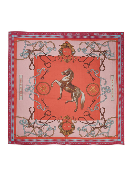 Regal Horse Silk Scarf (Coral)