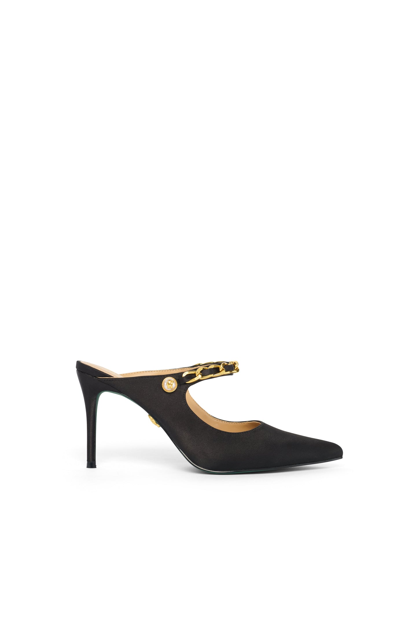 Regency Satin Pearl Stiletto (Black Satin)