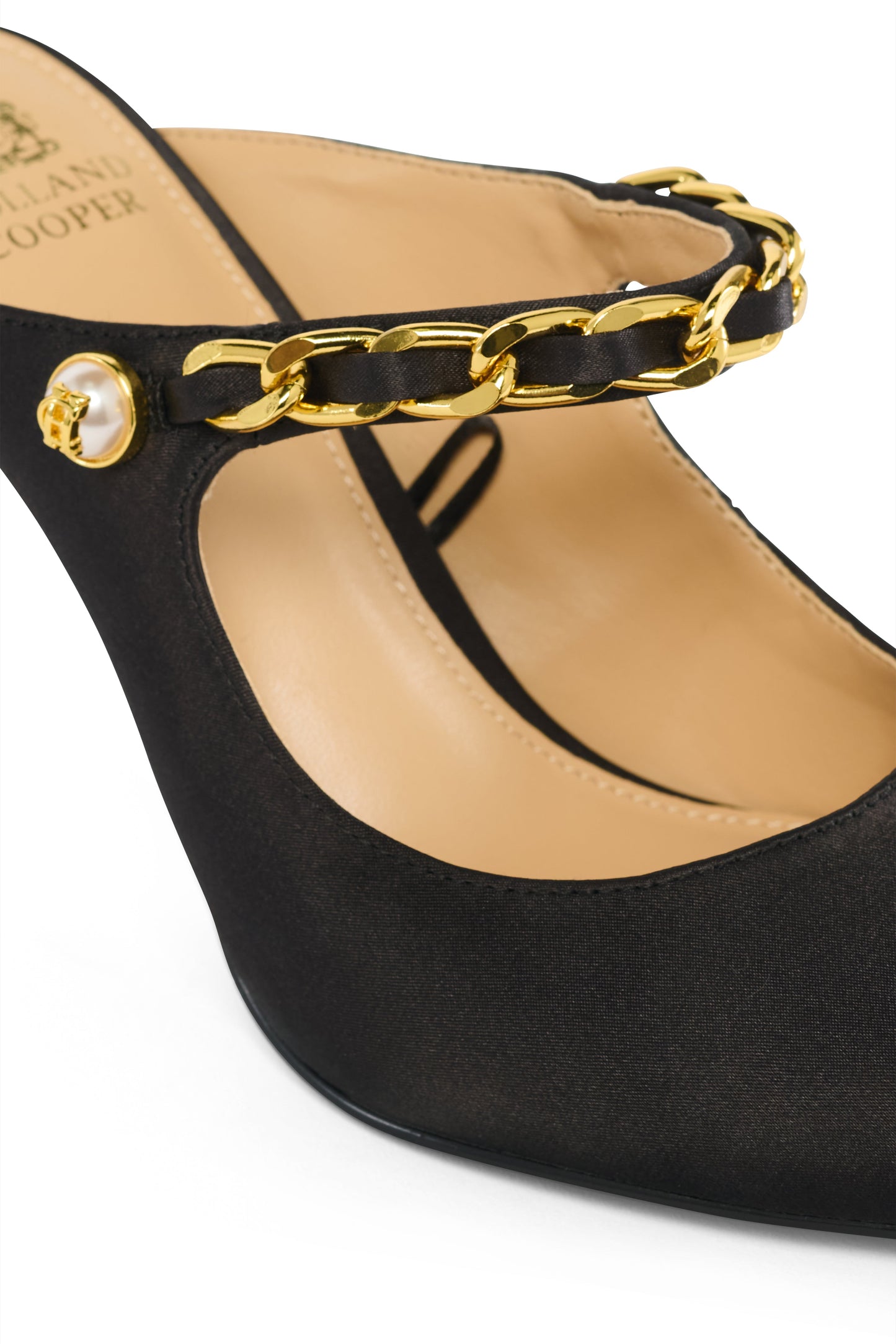 Regency Satin Pearl Stiletto (Black Satin)