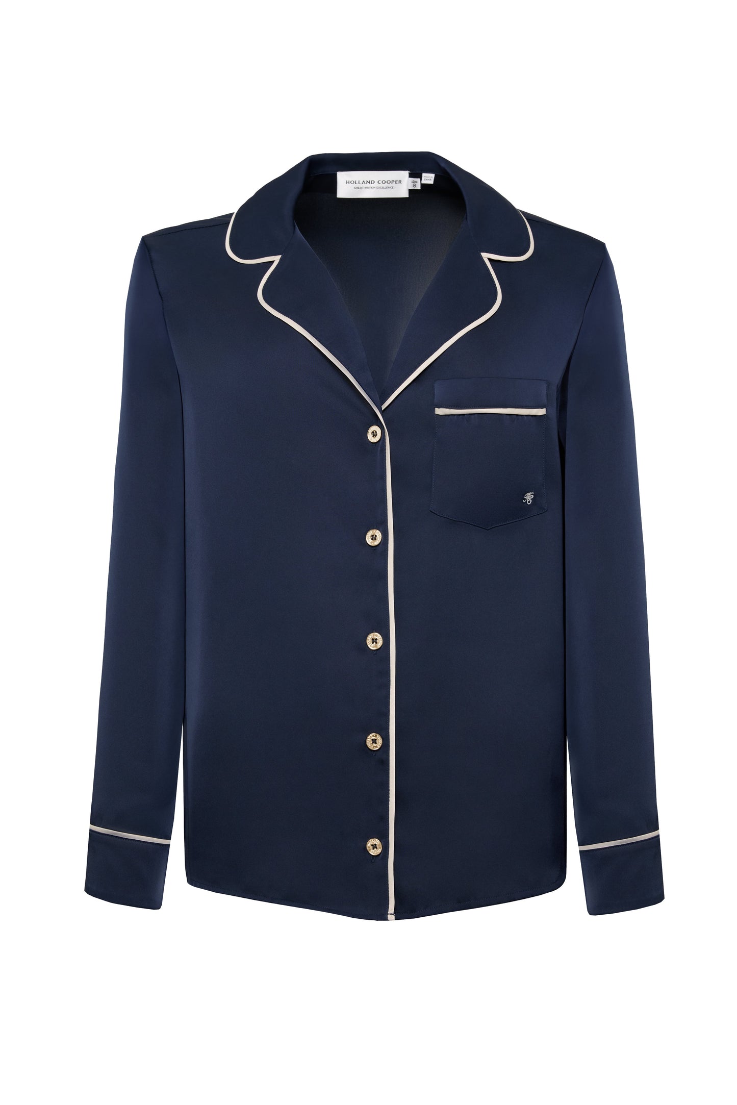 Satin Pyjama Set (Navy)