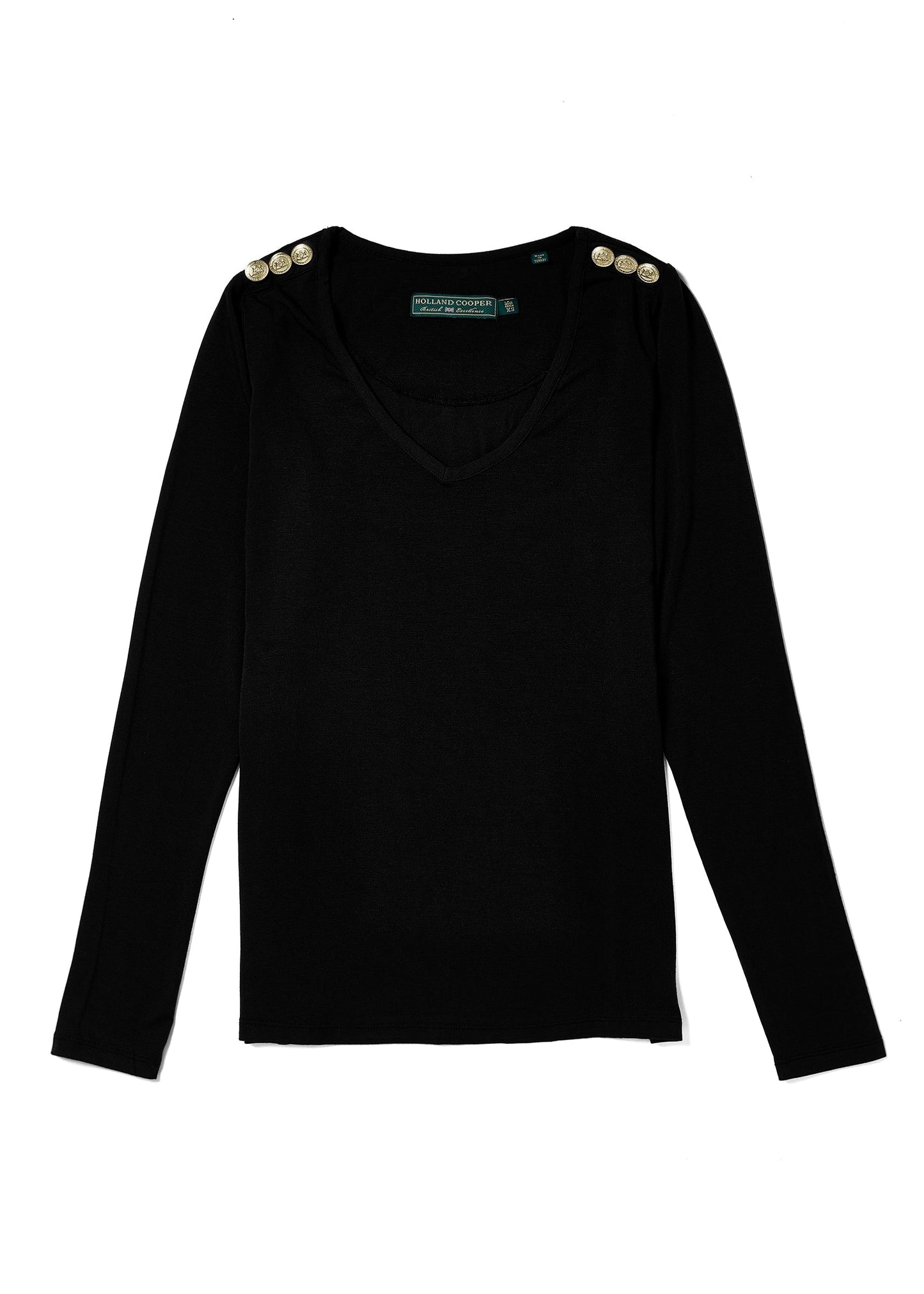 Long Sleeve V-Neck Tee (Black)