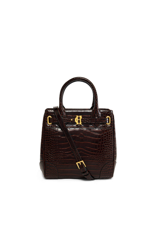 The Brompton Mini Tote (Rich Chocolate Croc)