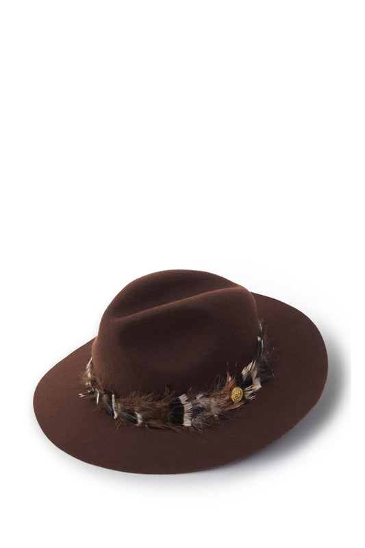 Trilby Hat Iridescent Feather Band (Chocolate)