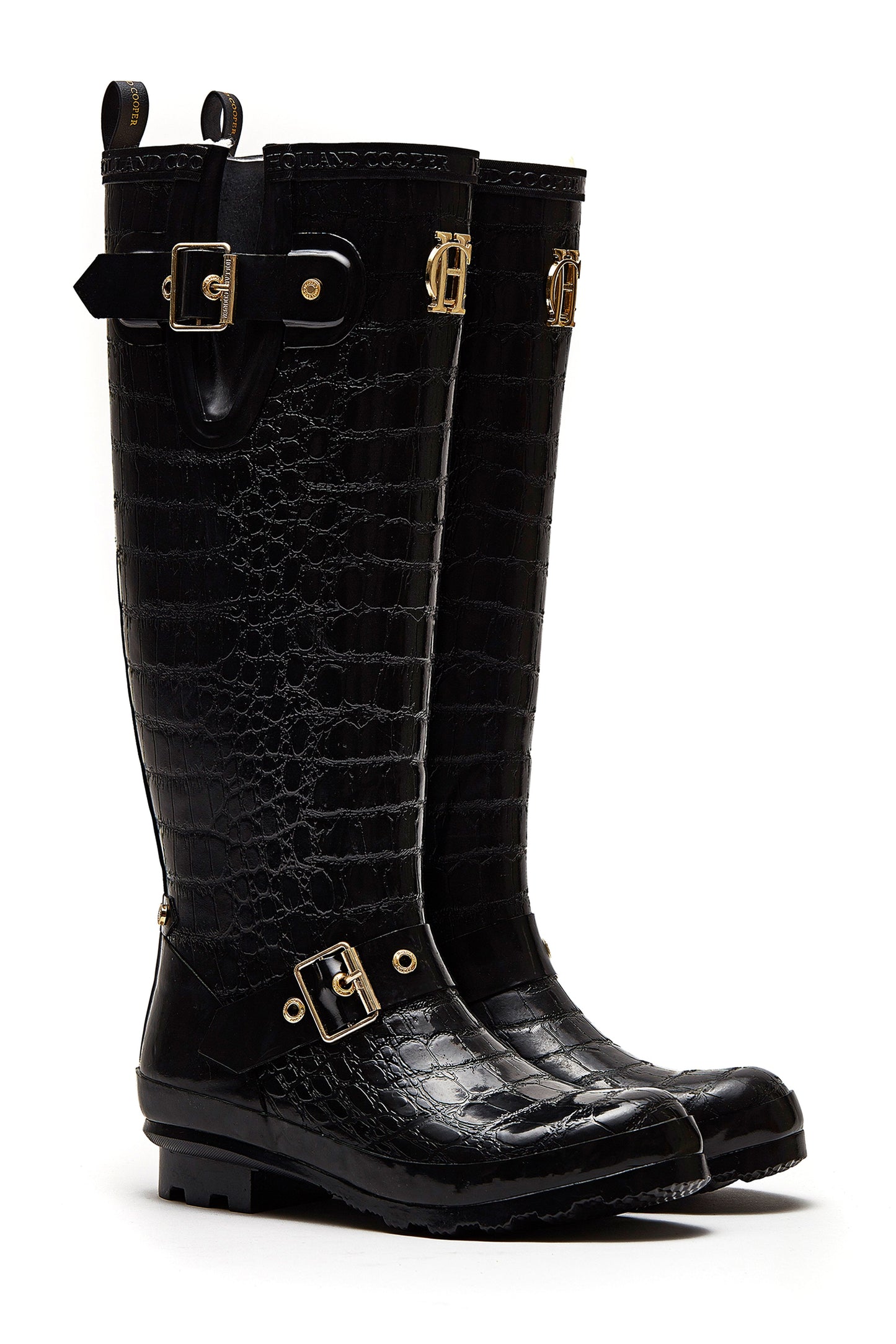 Sherpa Lined Regency Wellington (Black Croc)